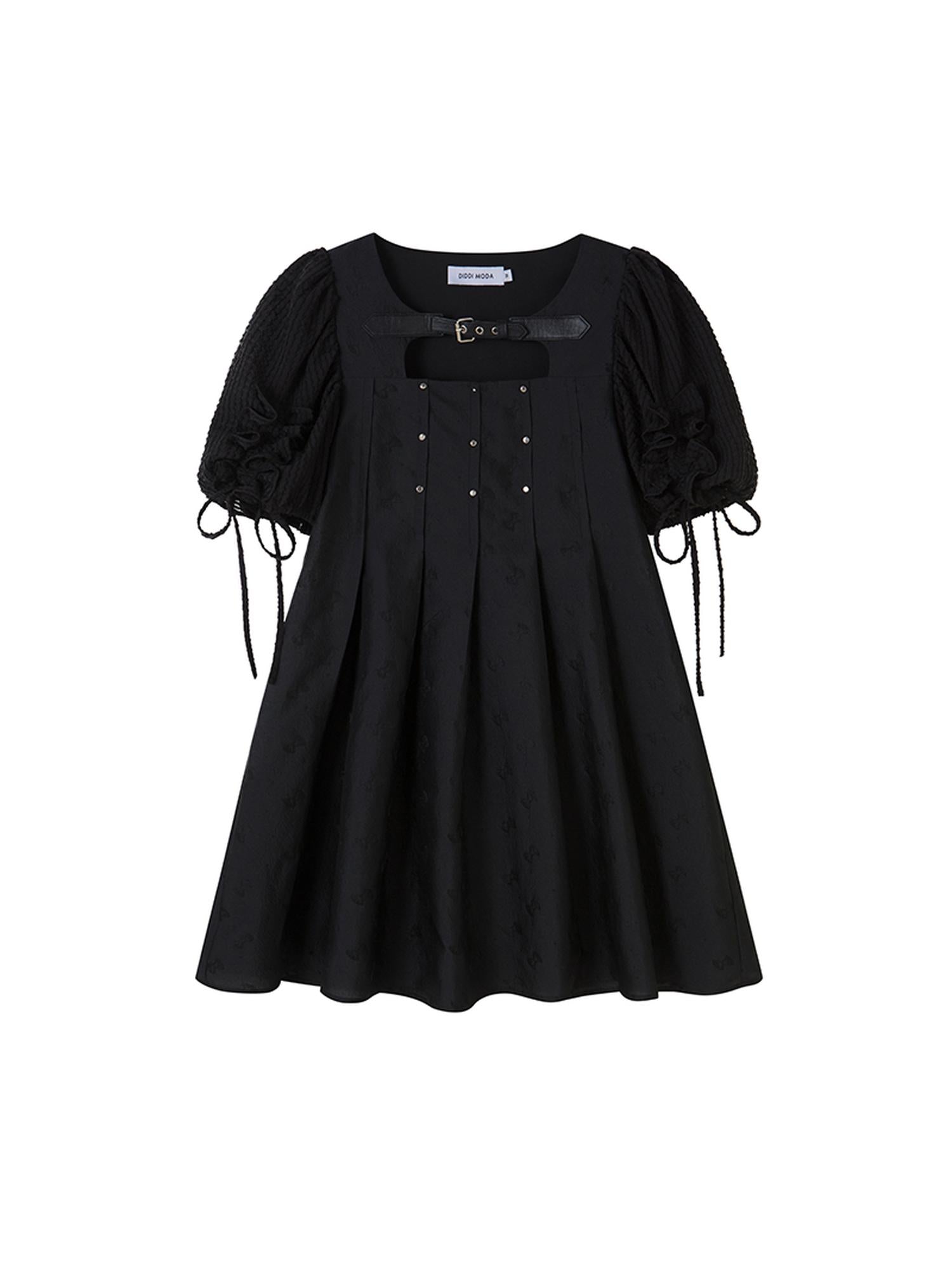 DIDDI MODA Midnight Sparkle Punk French Bubble Sleeve Dress