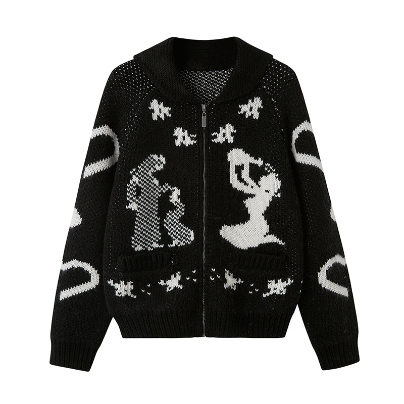 DIDDI MODA Fair Isle Classic Print Cardigan