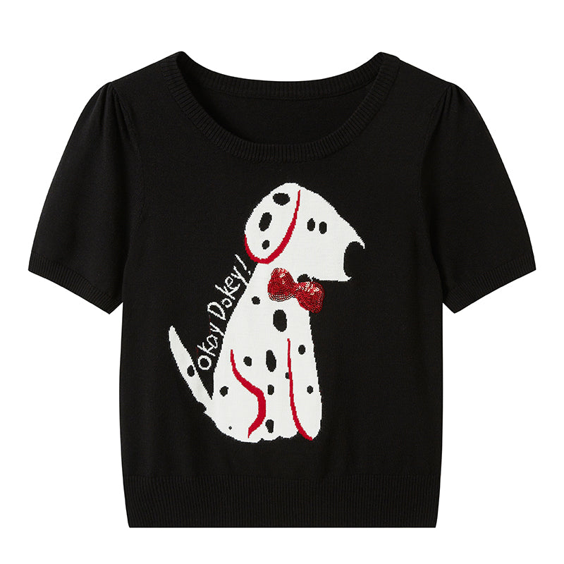 DIDDI MODA Fun Dotted Dog Knit Tee