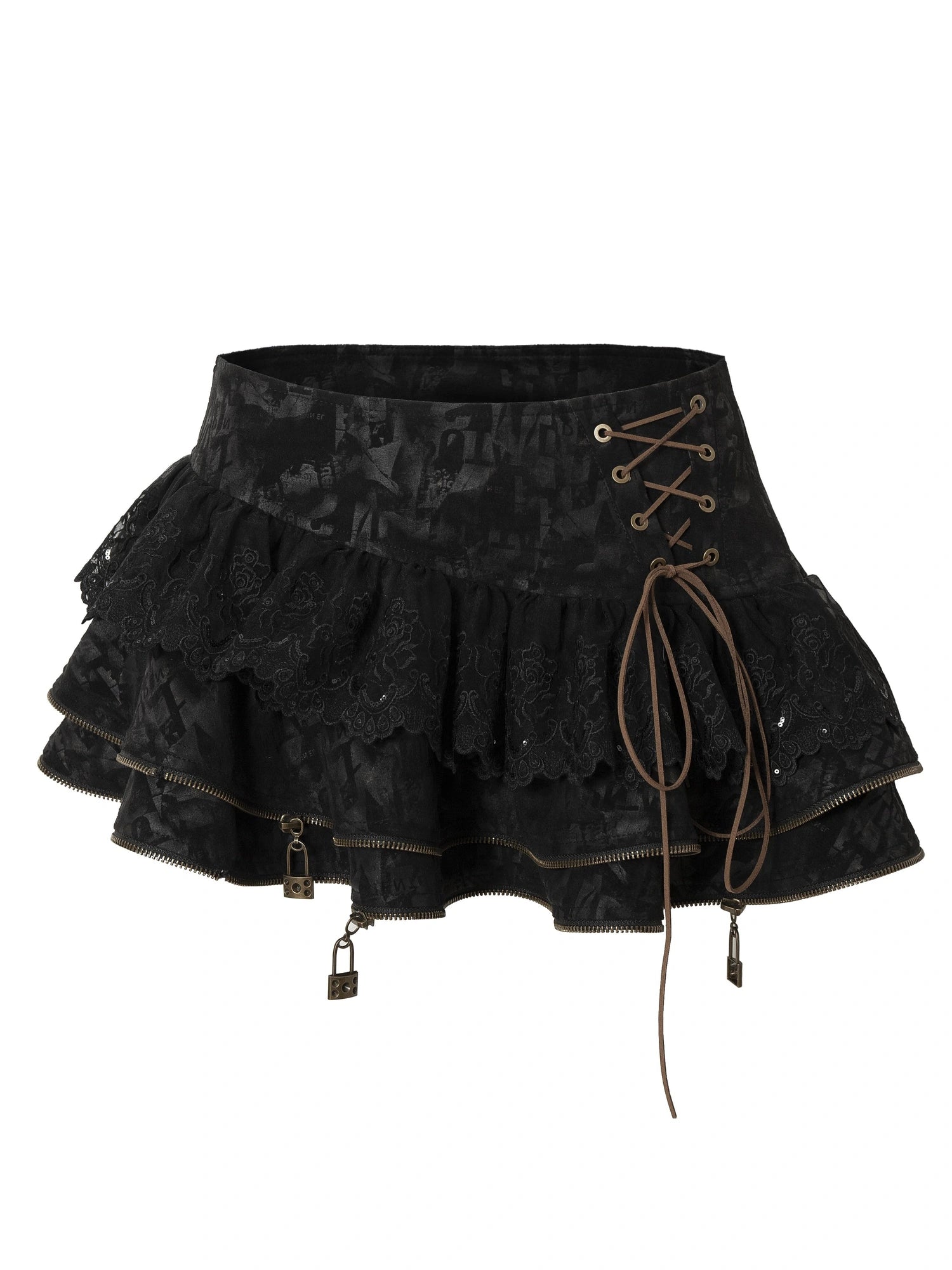 Vintage Punk Lace-Up Suede Mini A-Line Skirt Dresses
