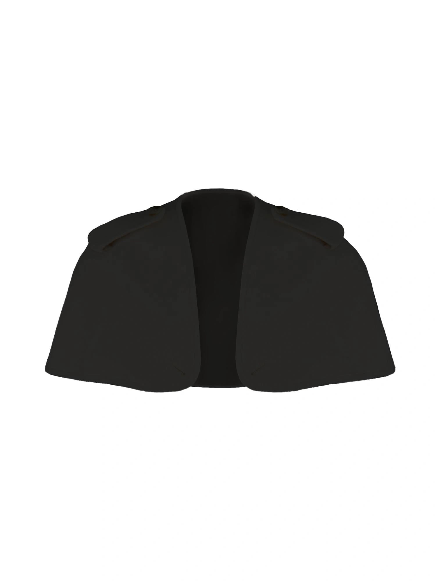 Black Detachable Faux Fur Cape Shoulder Coat Jacket