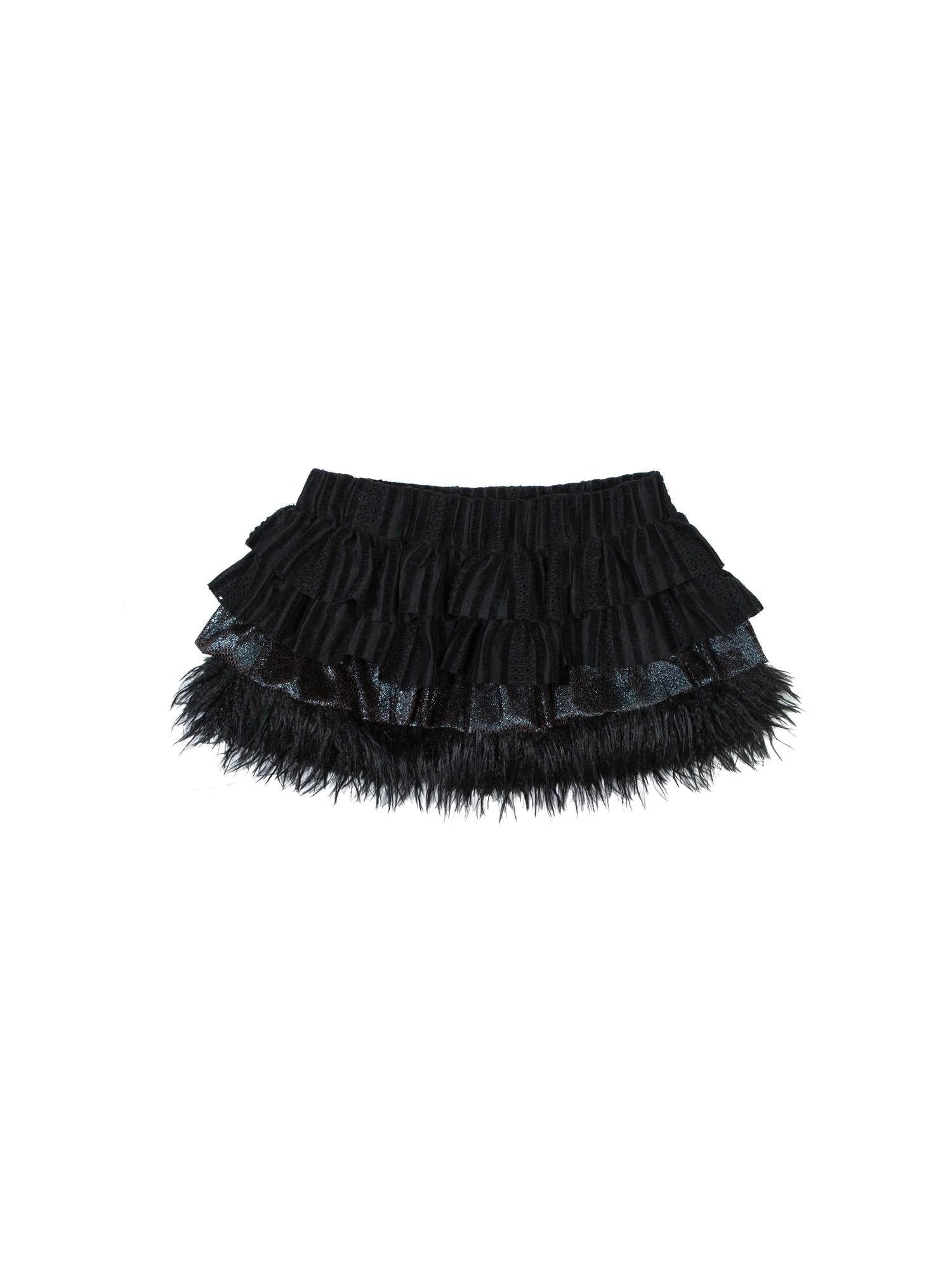Ariadna S Punk Palace Recyclable Layered Fur Cake Skirt