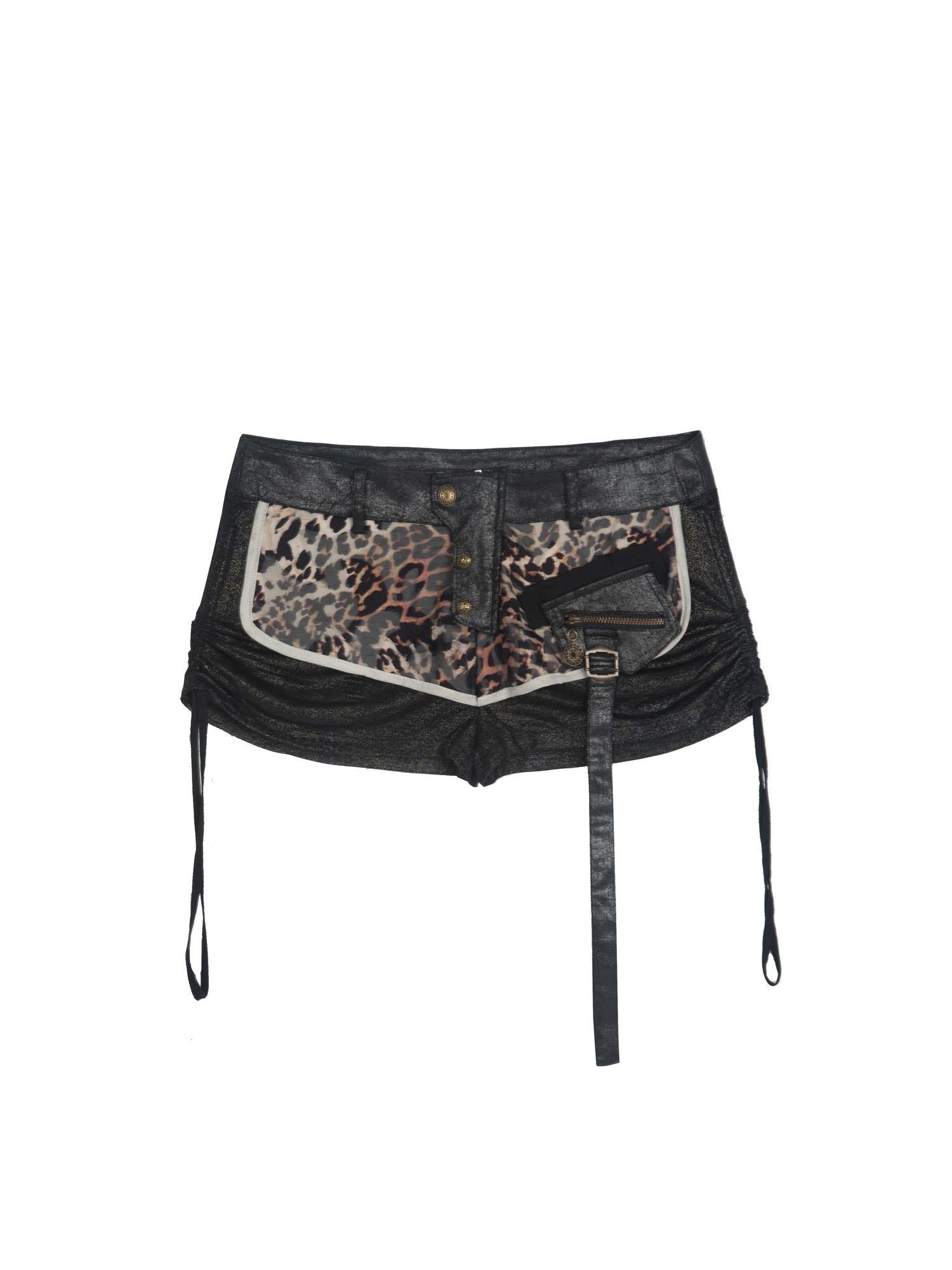 ARIADNAw Punk Grid Contrast Patchwork Shorts Legging Set