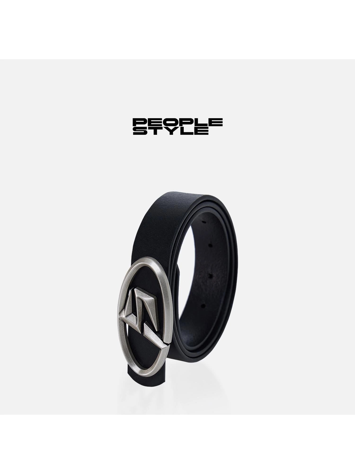 Vintage Matte Silver Toned Full Grain Leather Unisex Belt