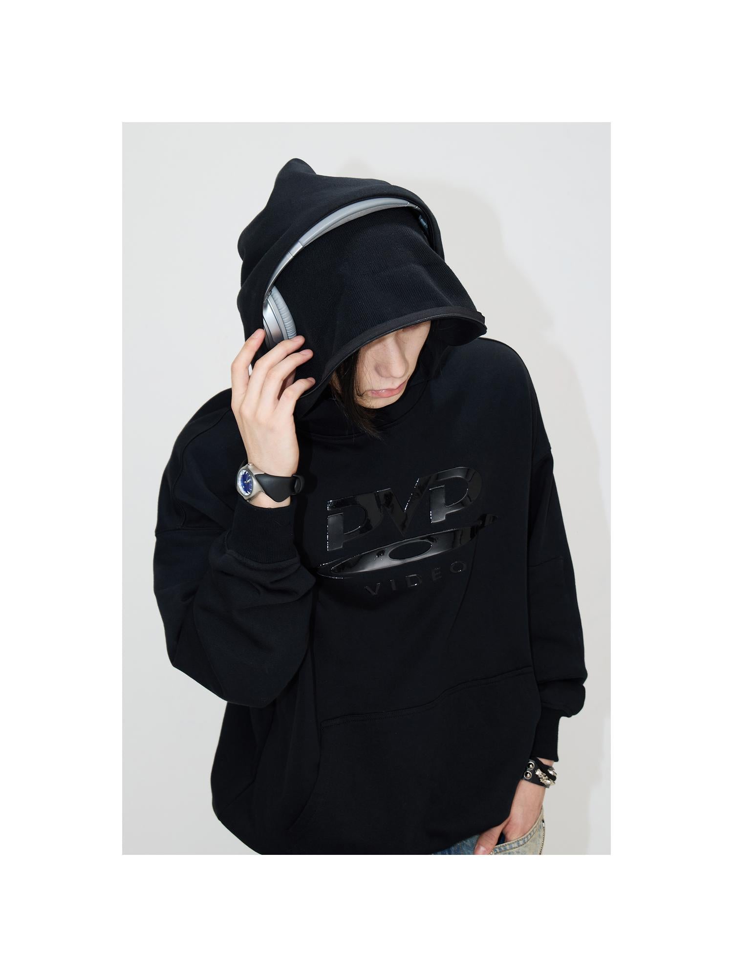 Peoplesense Unisex Cotton Hoodie With Hidden Zipper Silicone Print Relaxed Fit