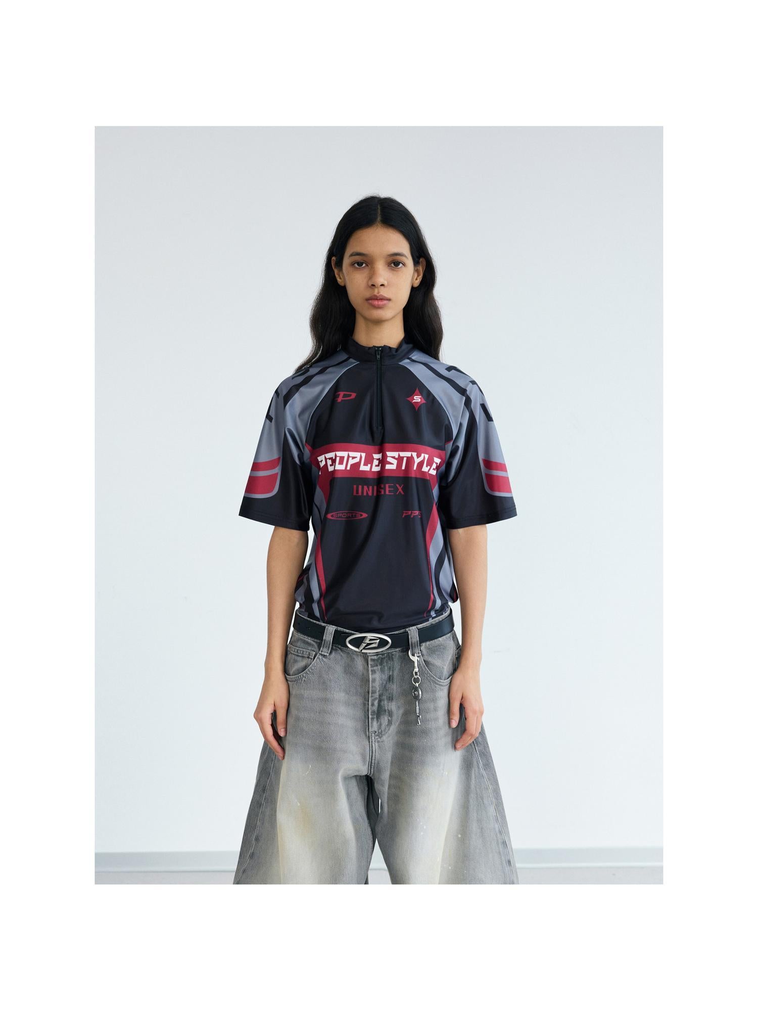 Peoplesense Cycling Inspired Contrast Color Quick Dry Tee