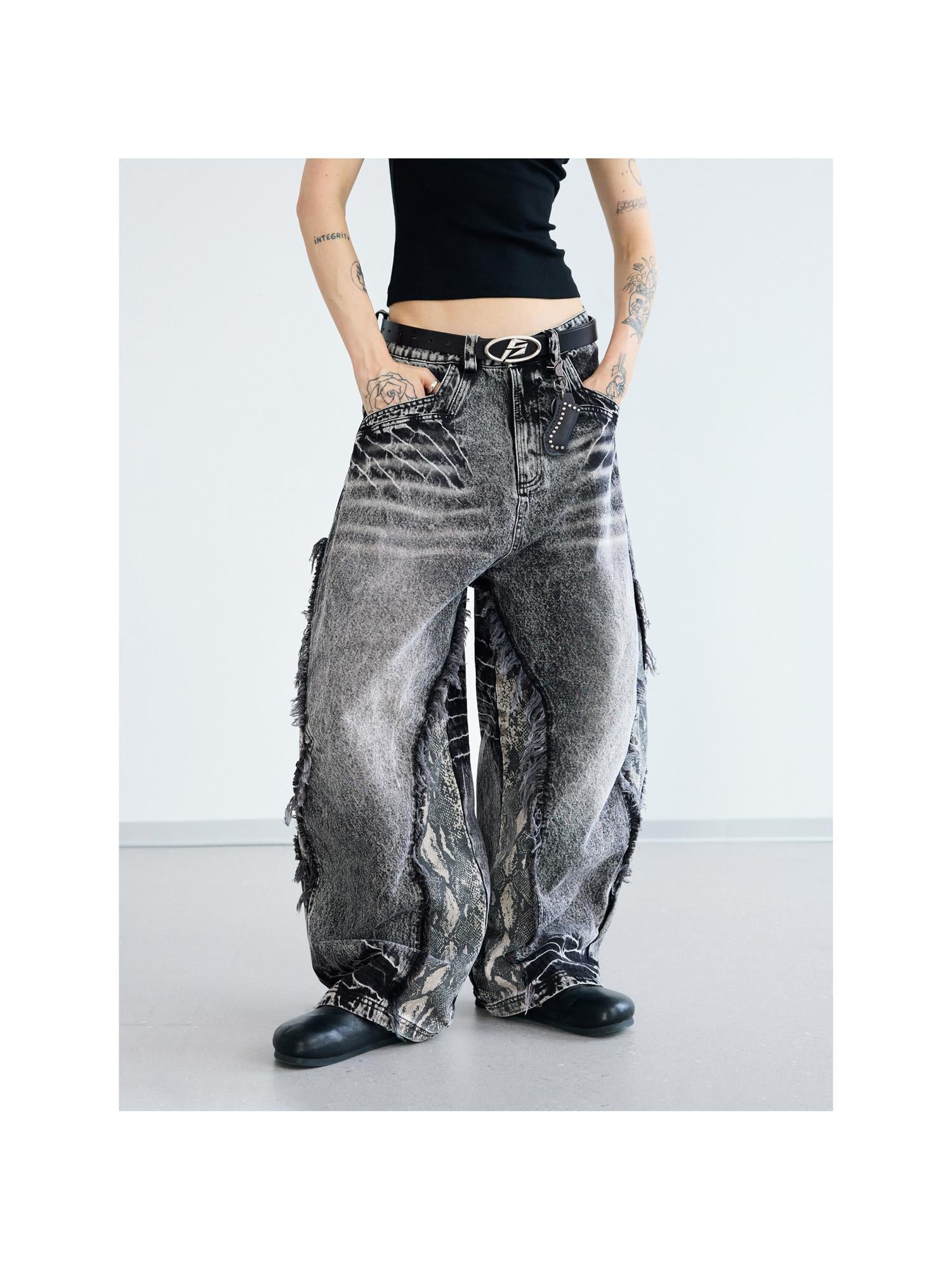 Peoplesense Deconstructed Raw Edge Washed Scimitar Jeans