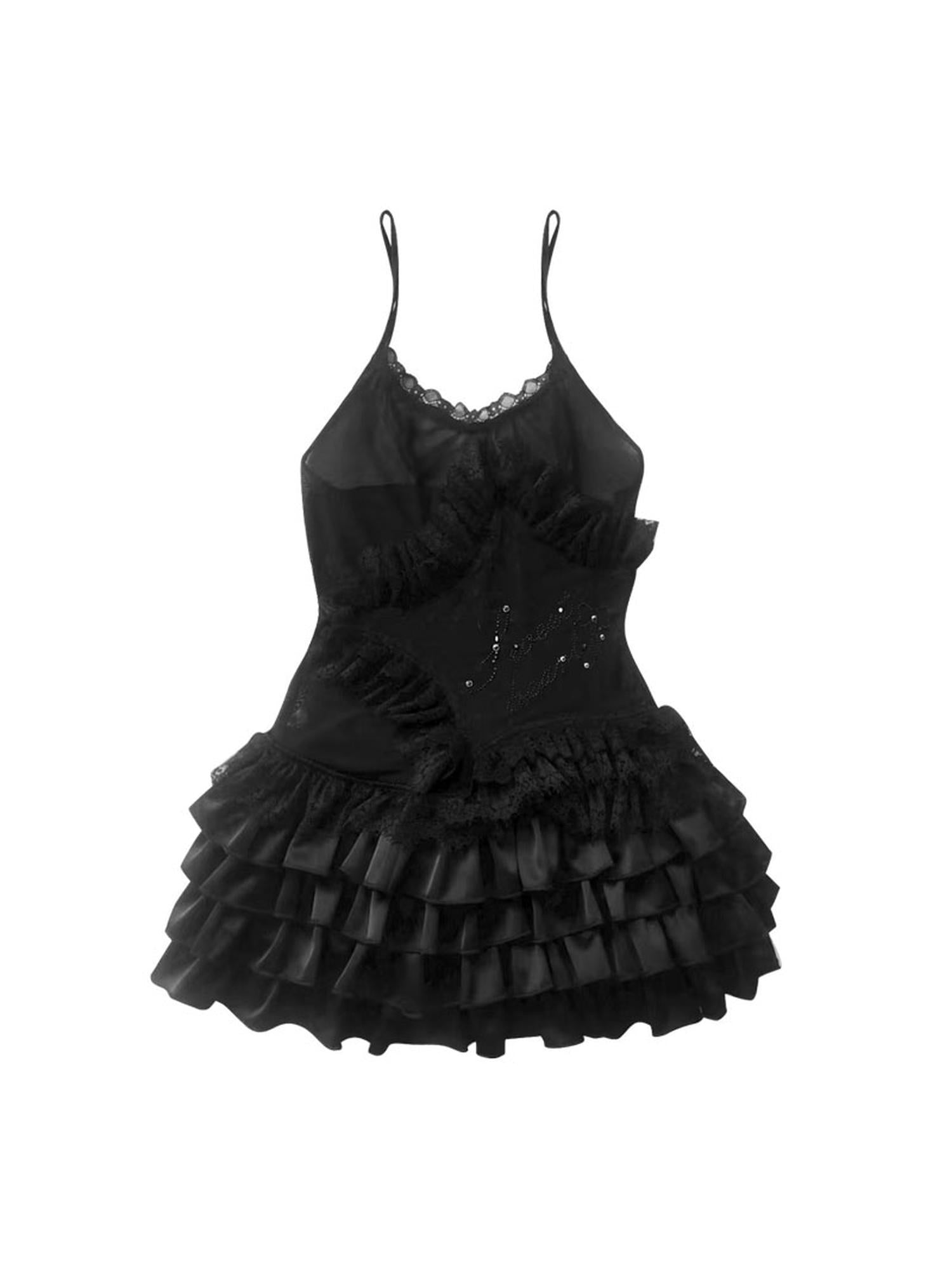 WSW WUSHENWU Lace Trim Ballet Flare Top