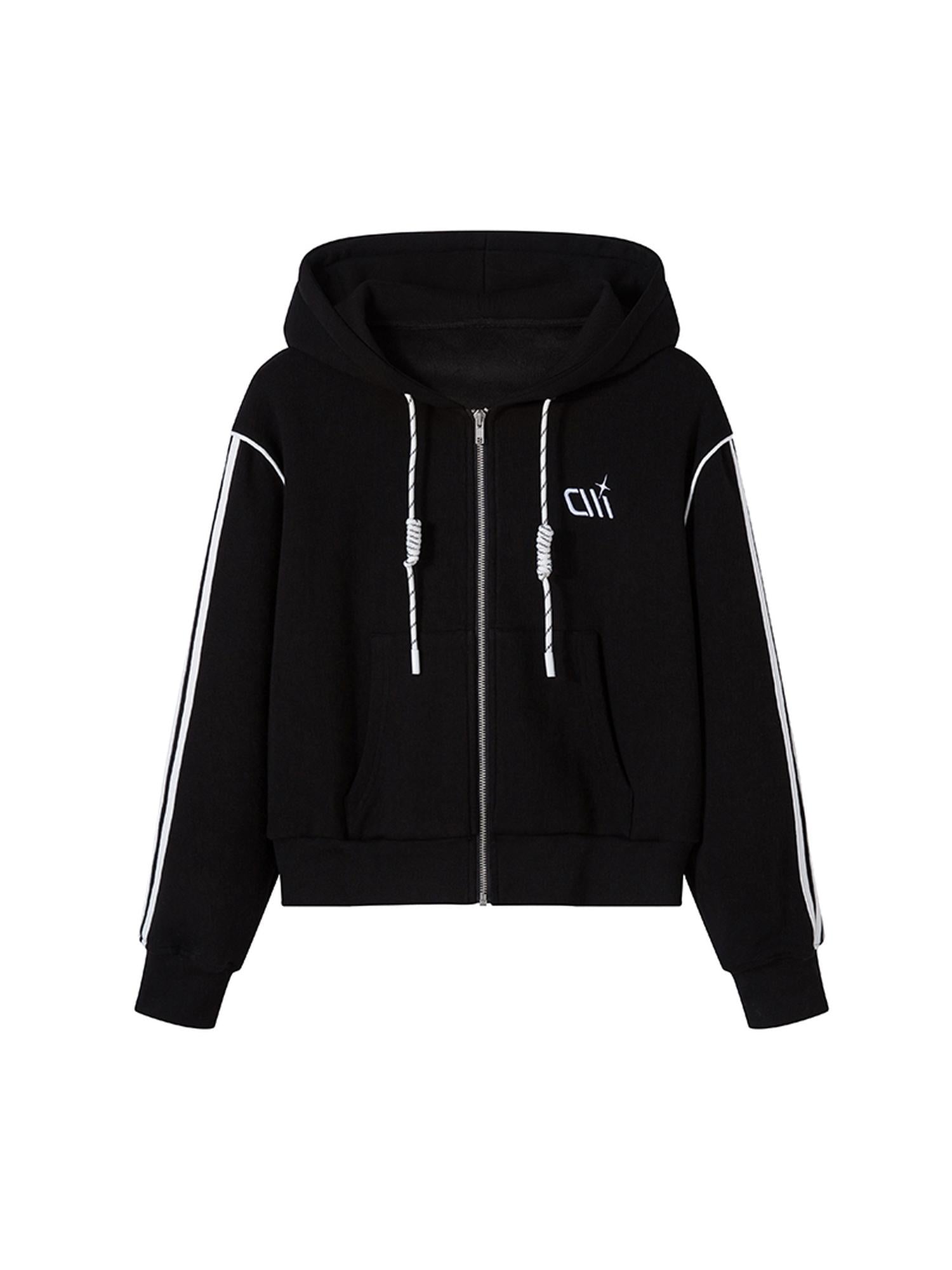 DIDDI MODA Retro Colorblock Embroidered Hoodie Skirt Set