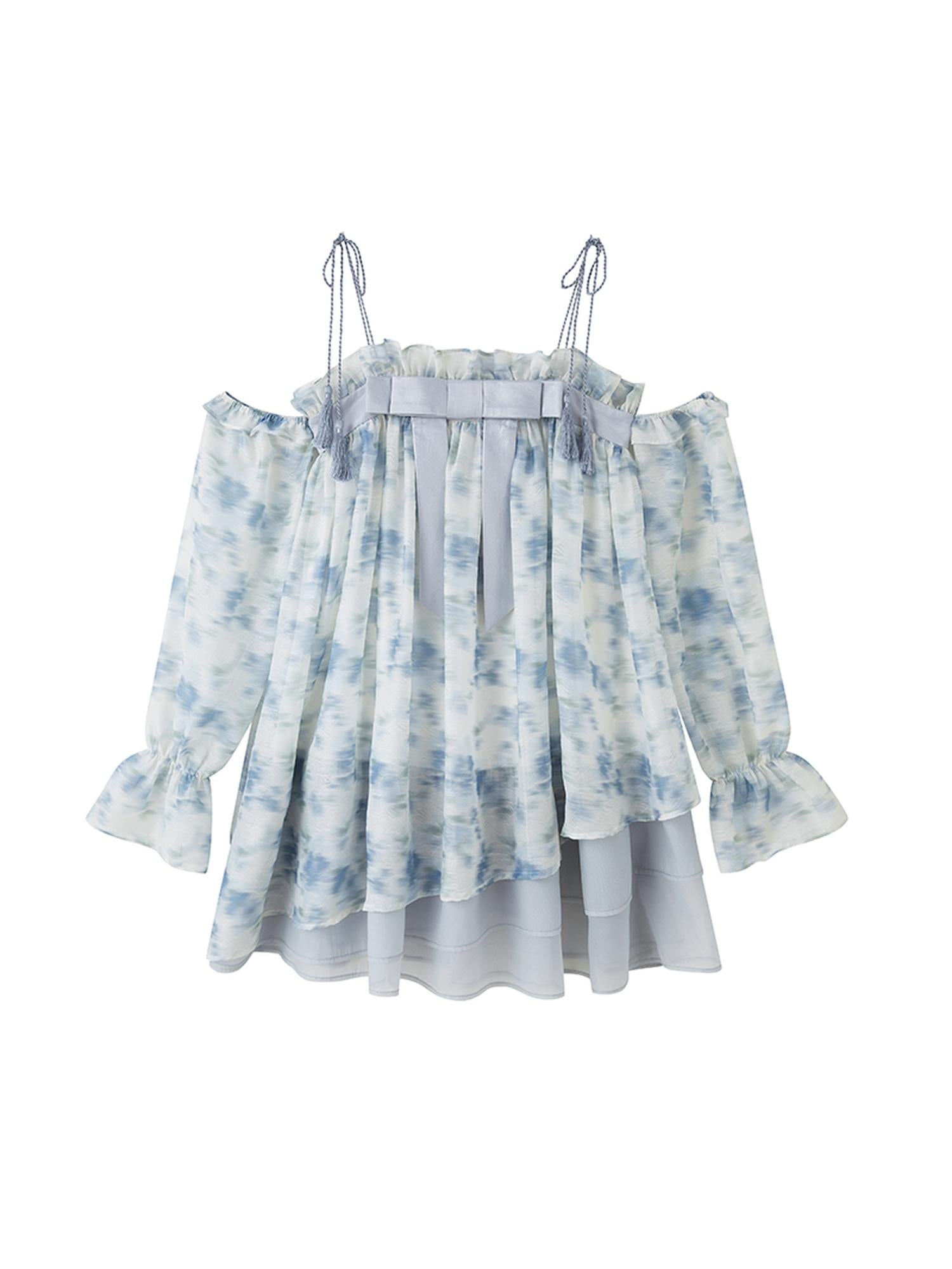 DIDDI MODA Floral Lace Bow Asymmetrical Hem Dress