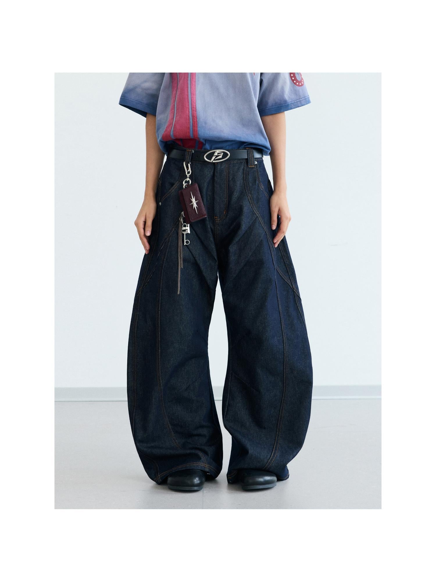 Peoplesense Vintage Cotton Draped Curved Pants With Loose Fit