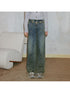 DIDDI MODA Vintage Double Waist Relaxed Straight Jeans