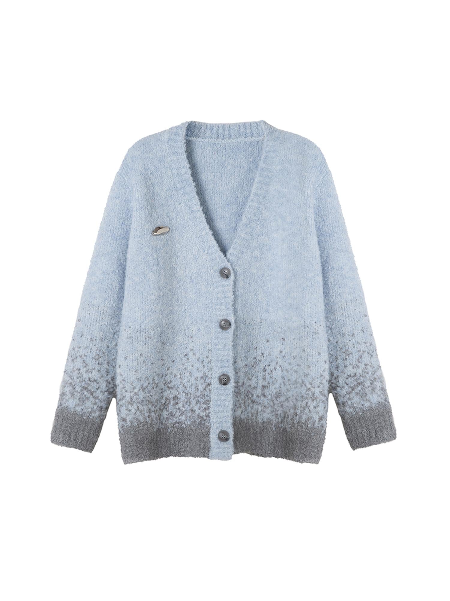 DIDDI MODA Starry Gradient V Neck Wool Cardigan