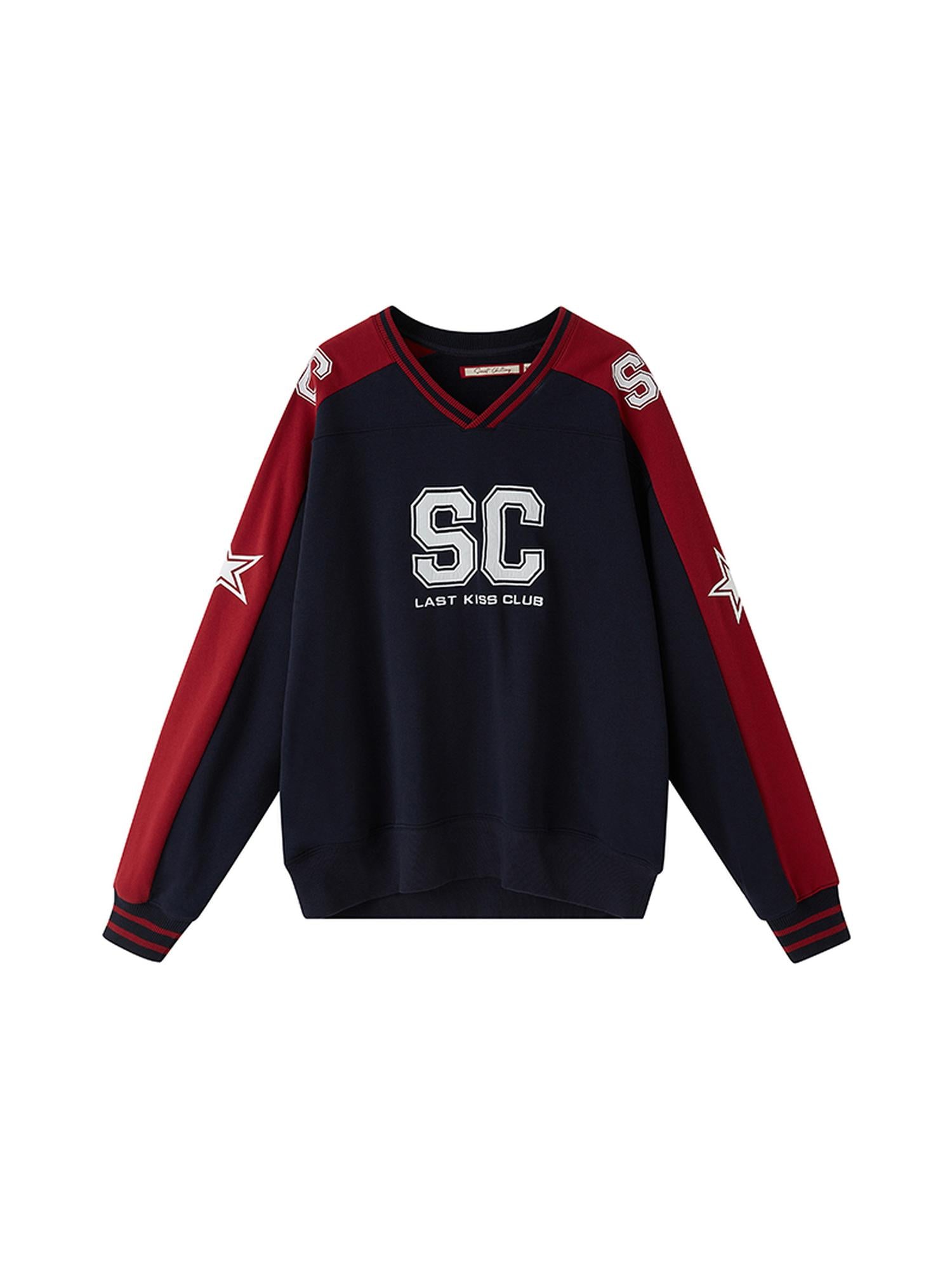 SweetChilling Oversize Rugby Embroidered Print Fleece Hoodie