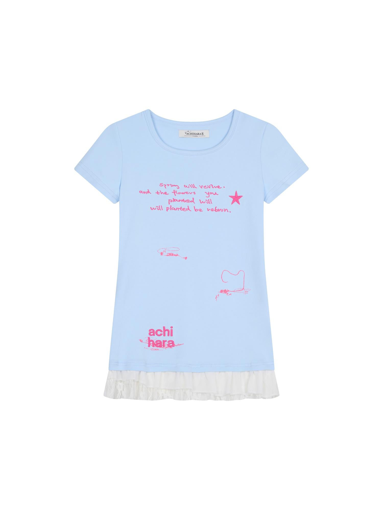 Achihara Time Bandage Lace Short Sleeve T-Shirt