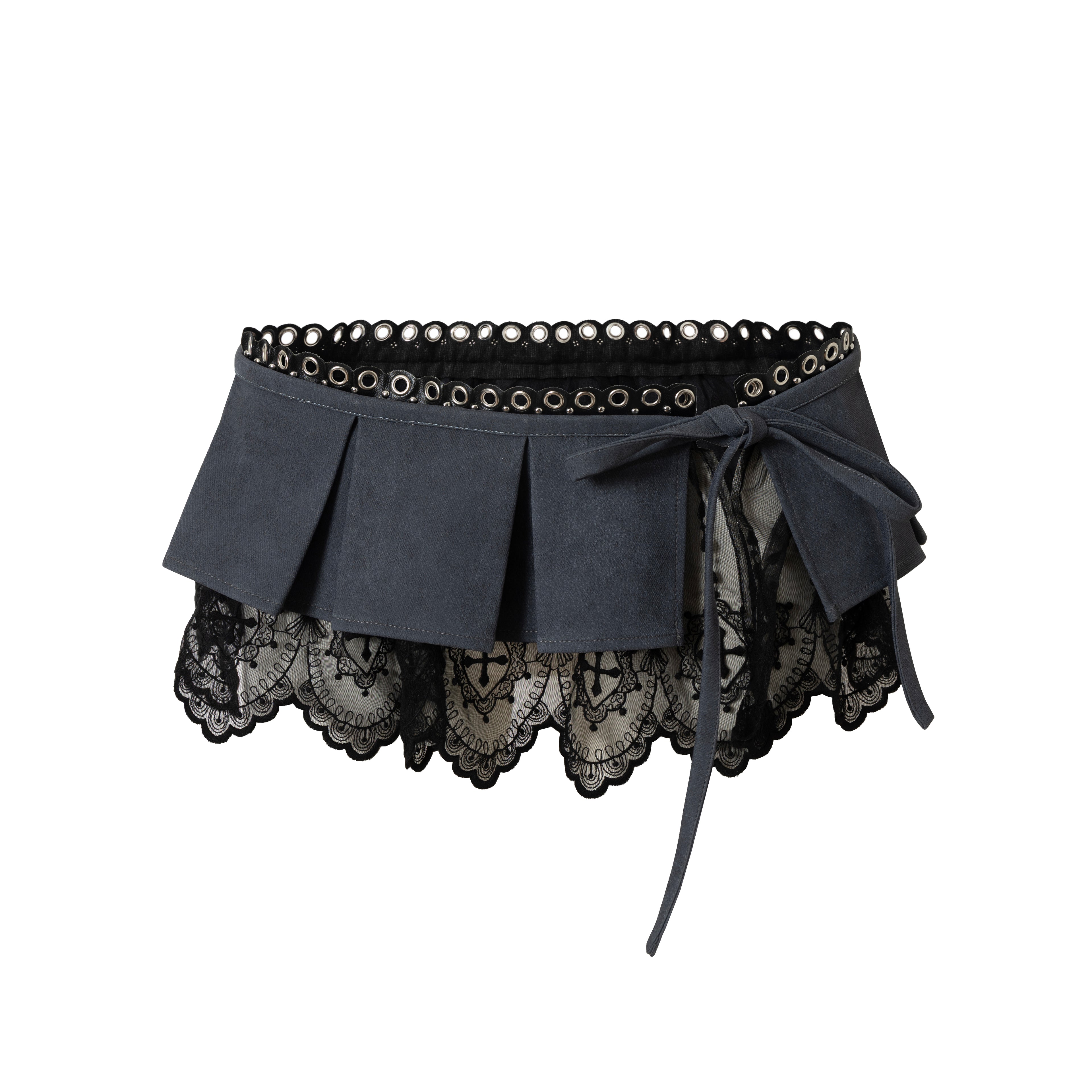 NO ROMANCE禁忌浪漫 Vintage Punk Royal V-Neck T-Shirt With Detachable Apron
