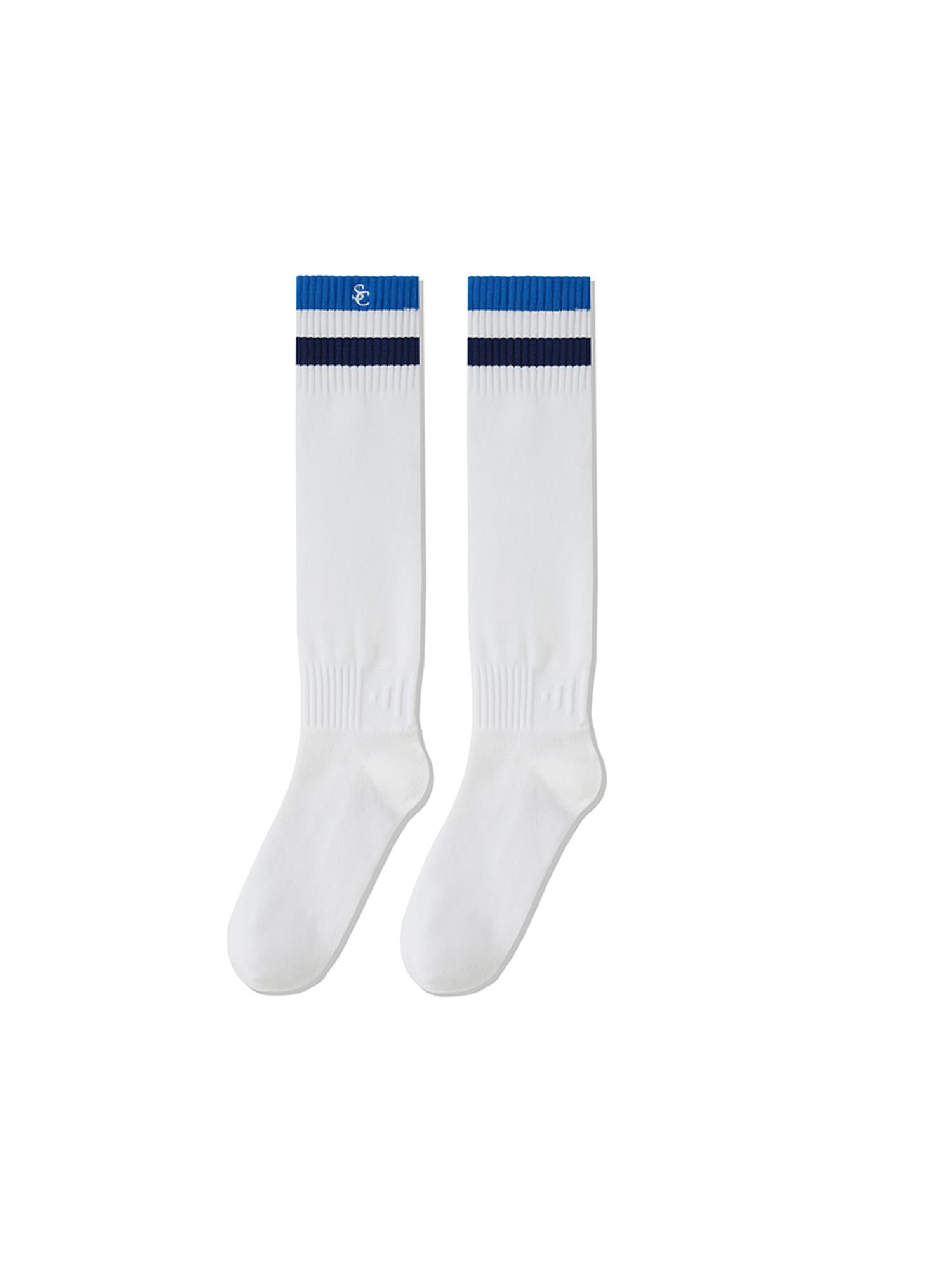 SweetChilling Sporty Bold Embroidered Striped Knee Socks