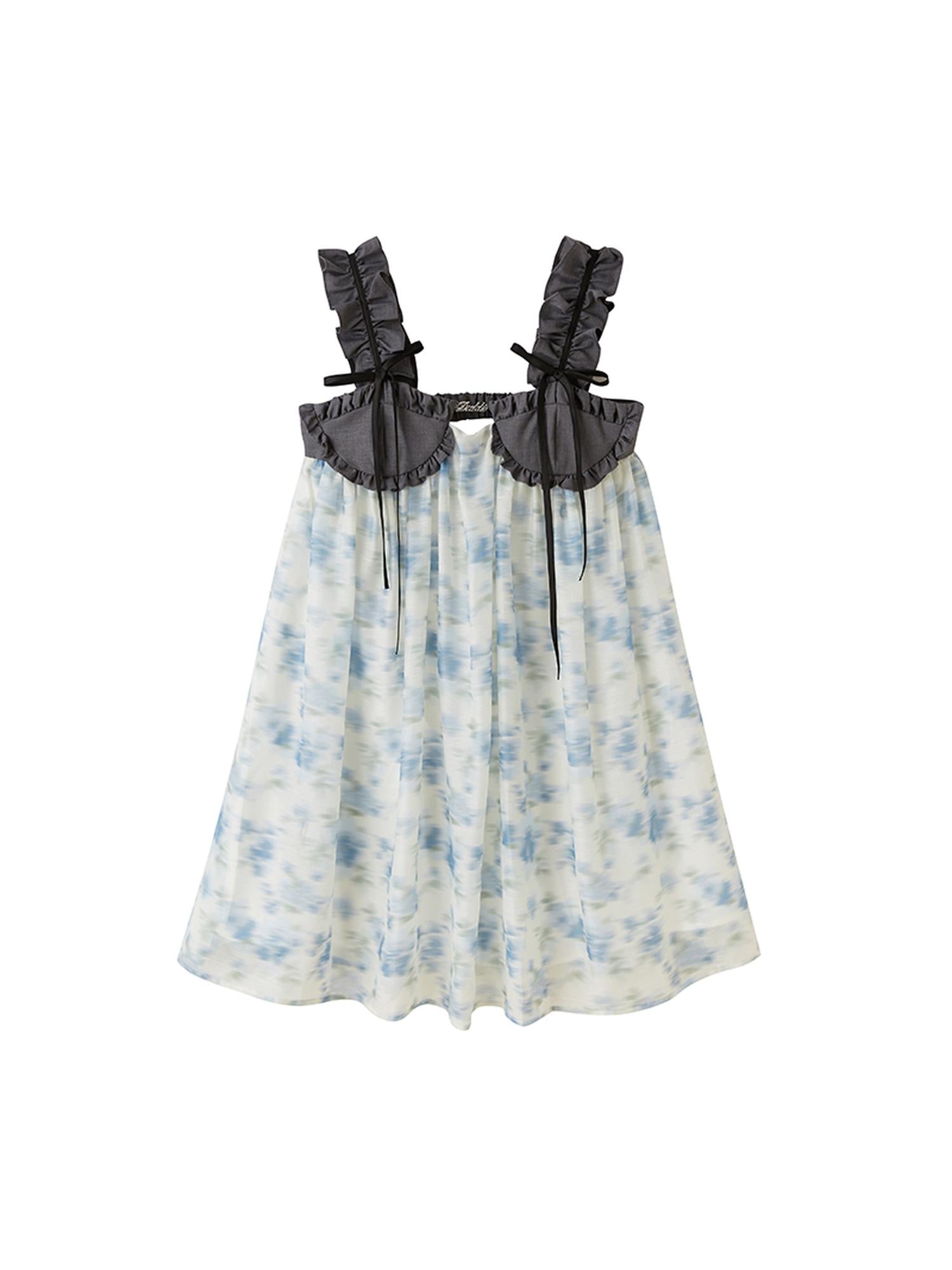 DIDDI MODA Ethereal Floral A Line Sundress With Ruffled Hem