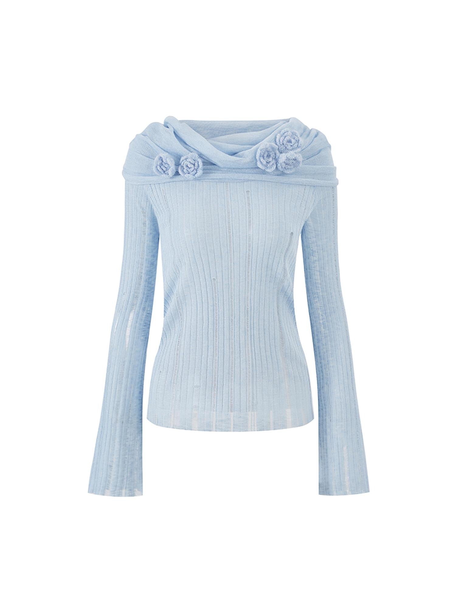 DIDDI MODA Floral Lace Off Shoulder Knit Top