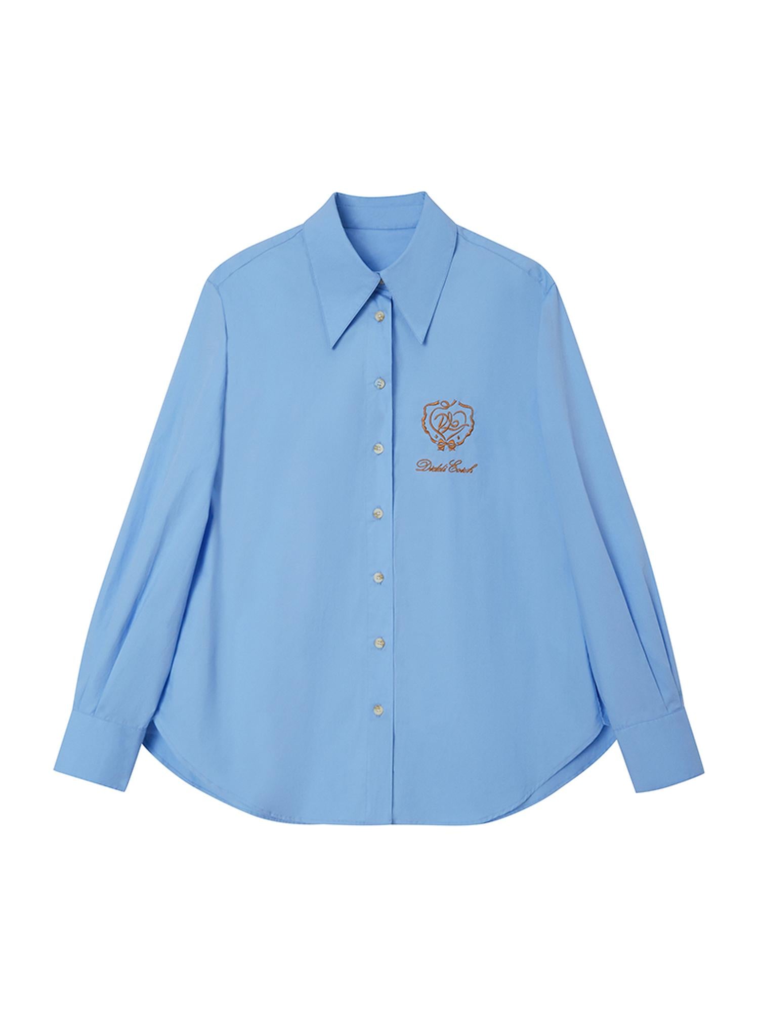 DIDDI MODA Vintage Embroidered Blue Overshirt