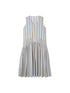 DIDDI MODA Summer V Neck Tuck Pleated Striped Maxi Dress