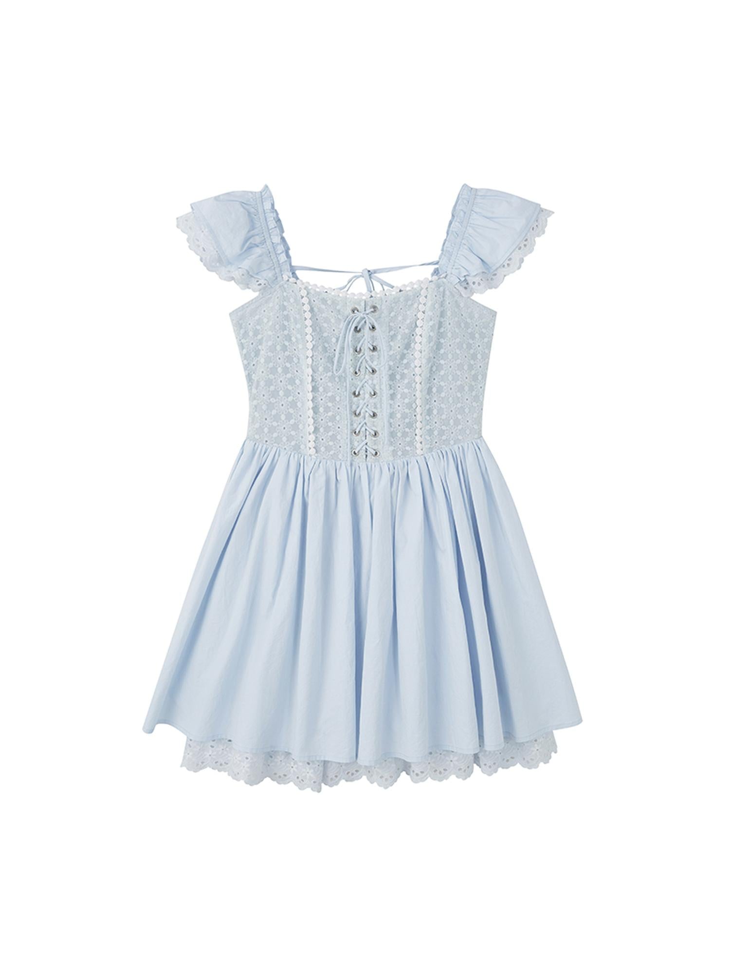 DIDDI MODA Floral Lace Flutter Sleeve A Line Dress