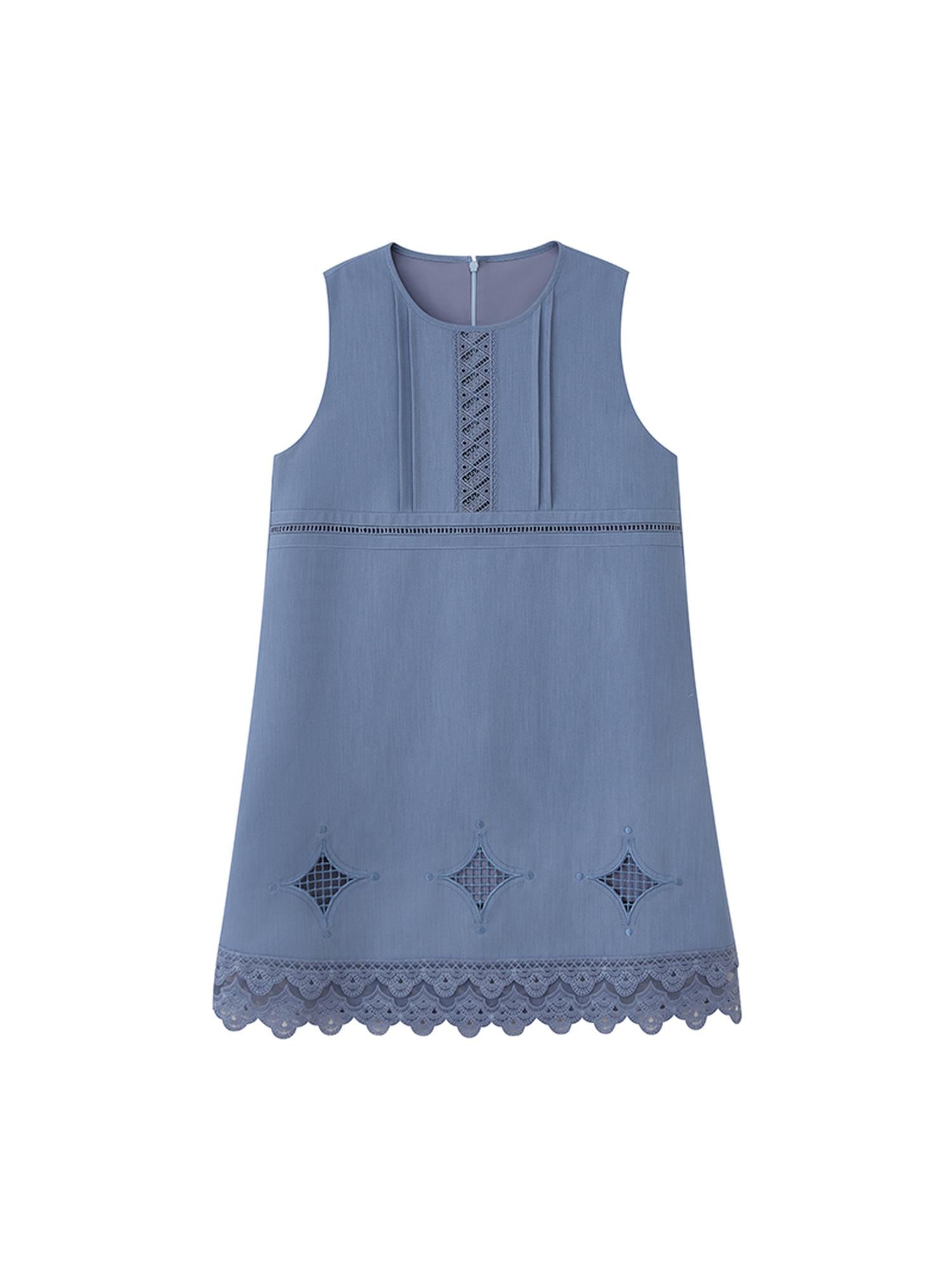 DIDDI MODA Elegant Lace Trimmed Cutout Summer Dress