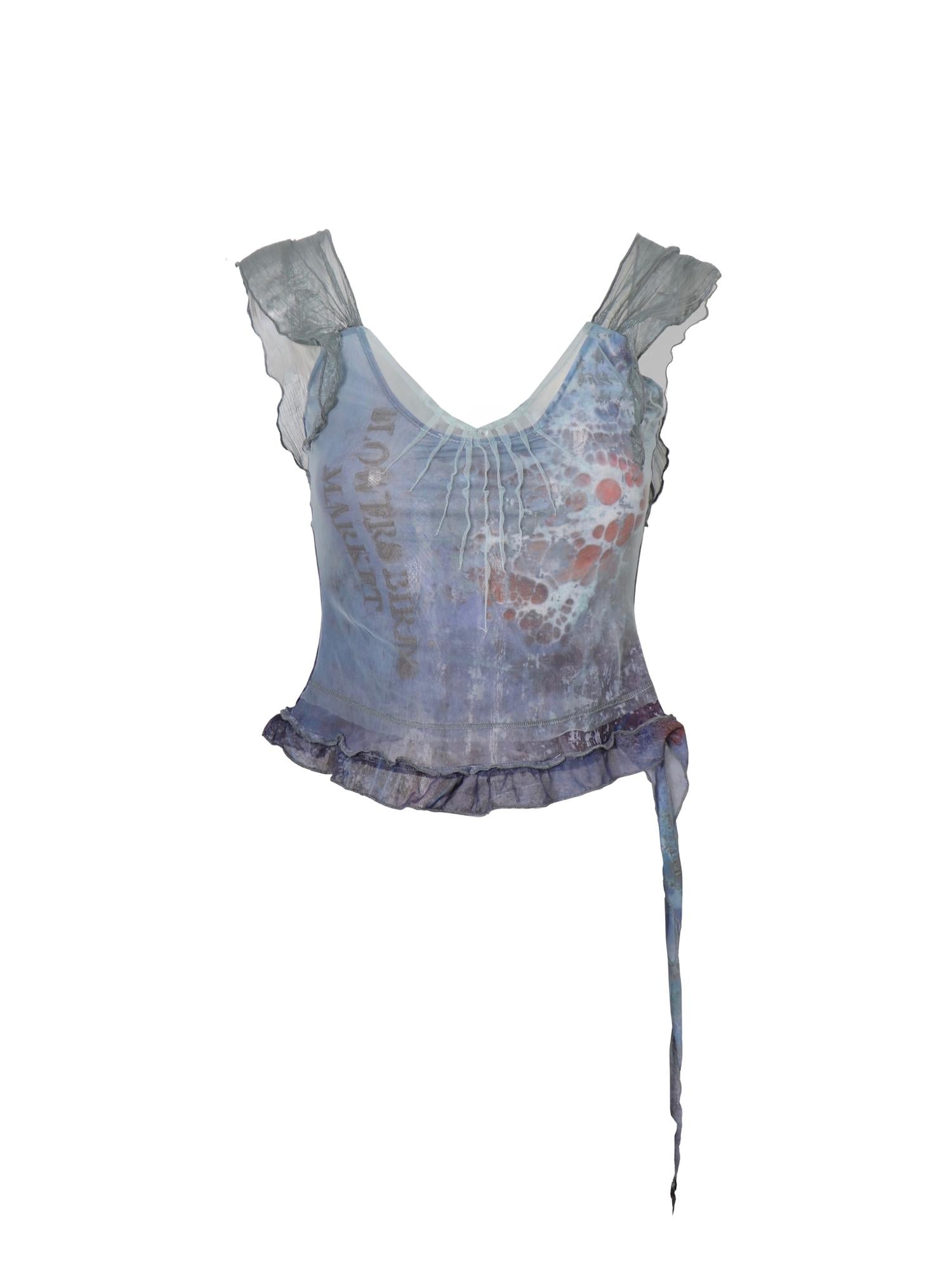 Flowers birds Market Fabric Splicing Printed Mesh Sling