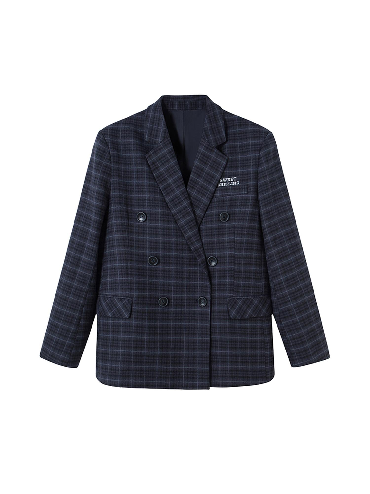 SweetChilling Unisex Boyfriend Plaid Wool Blazer Casual Jacket