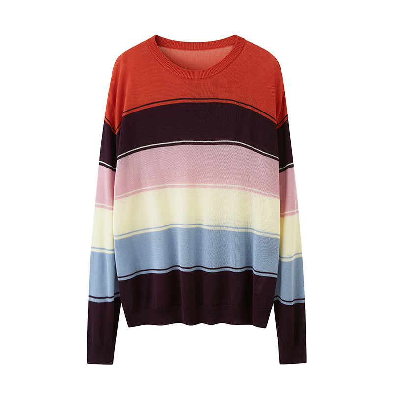 DIDDI MODA Colorblock Striped Knit Top