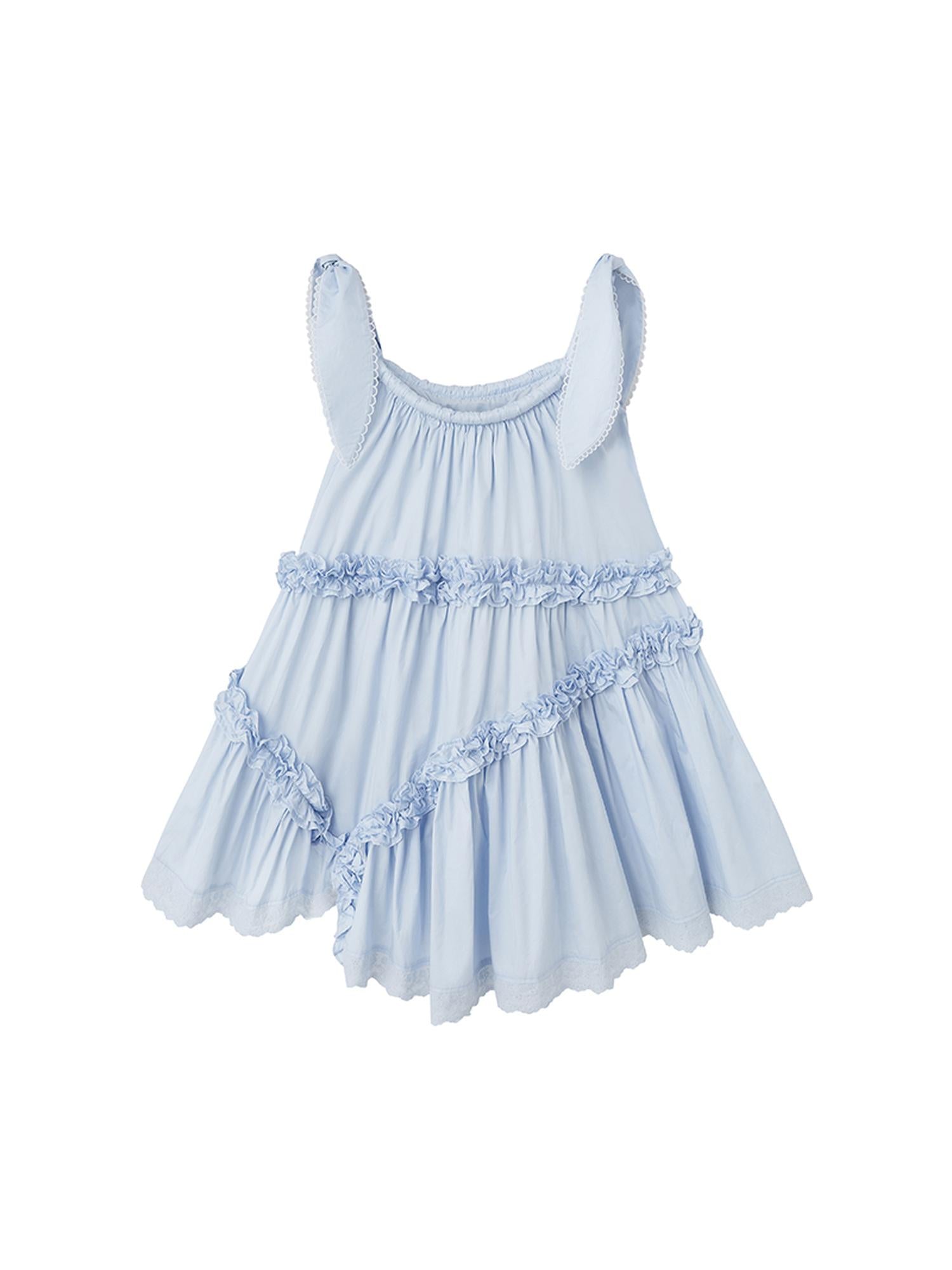 DIDDI MODA Whimsy Bunny Ear Ruffled Pinafore Dress