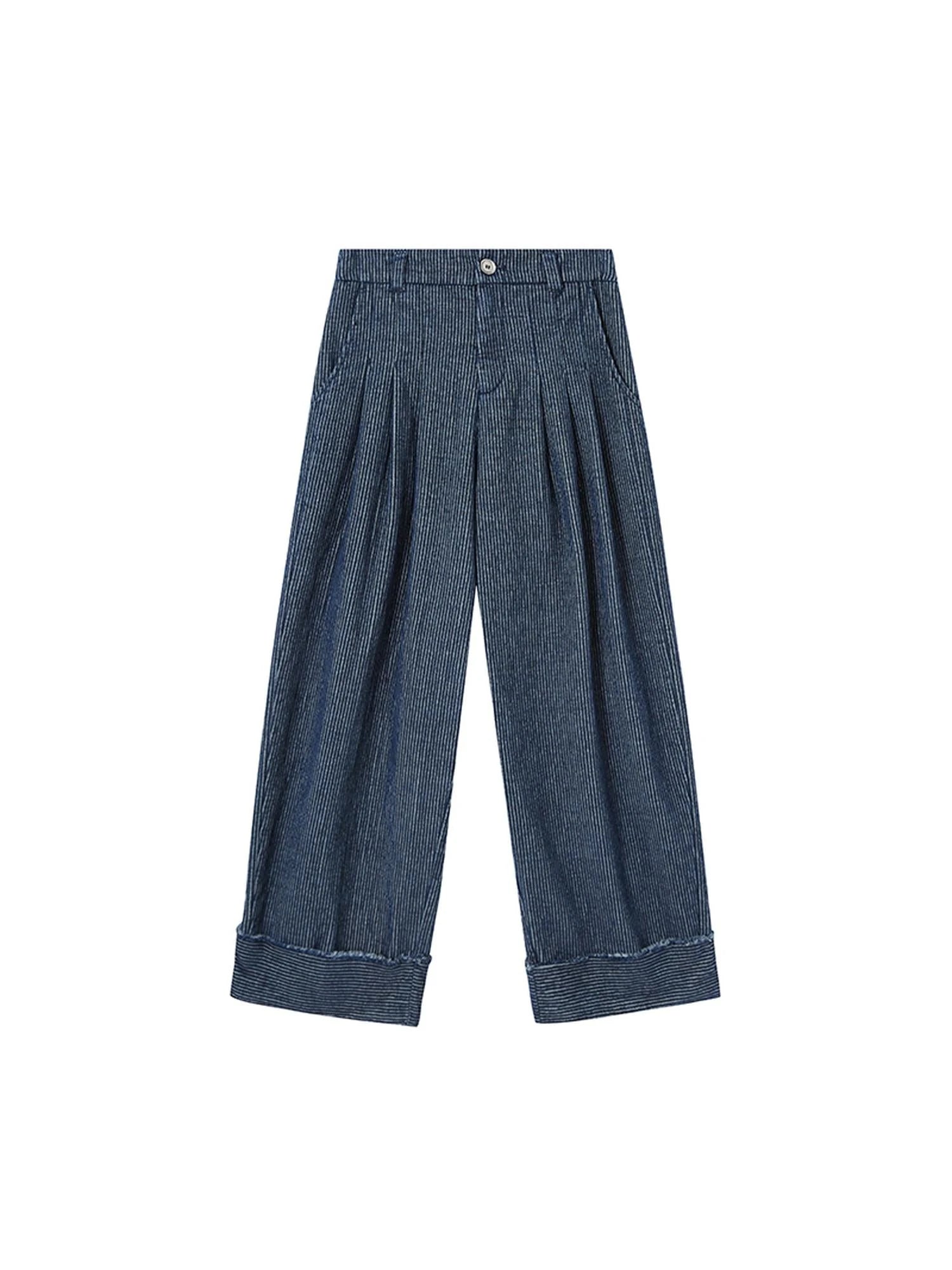 Retro Striped Corduroy Pants Relaxed Straight Leg