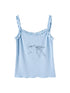 Vintage Bow Print Blue Summer Sleeveless Knit Top