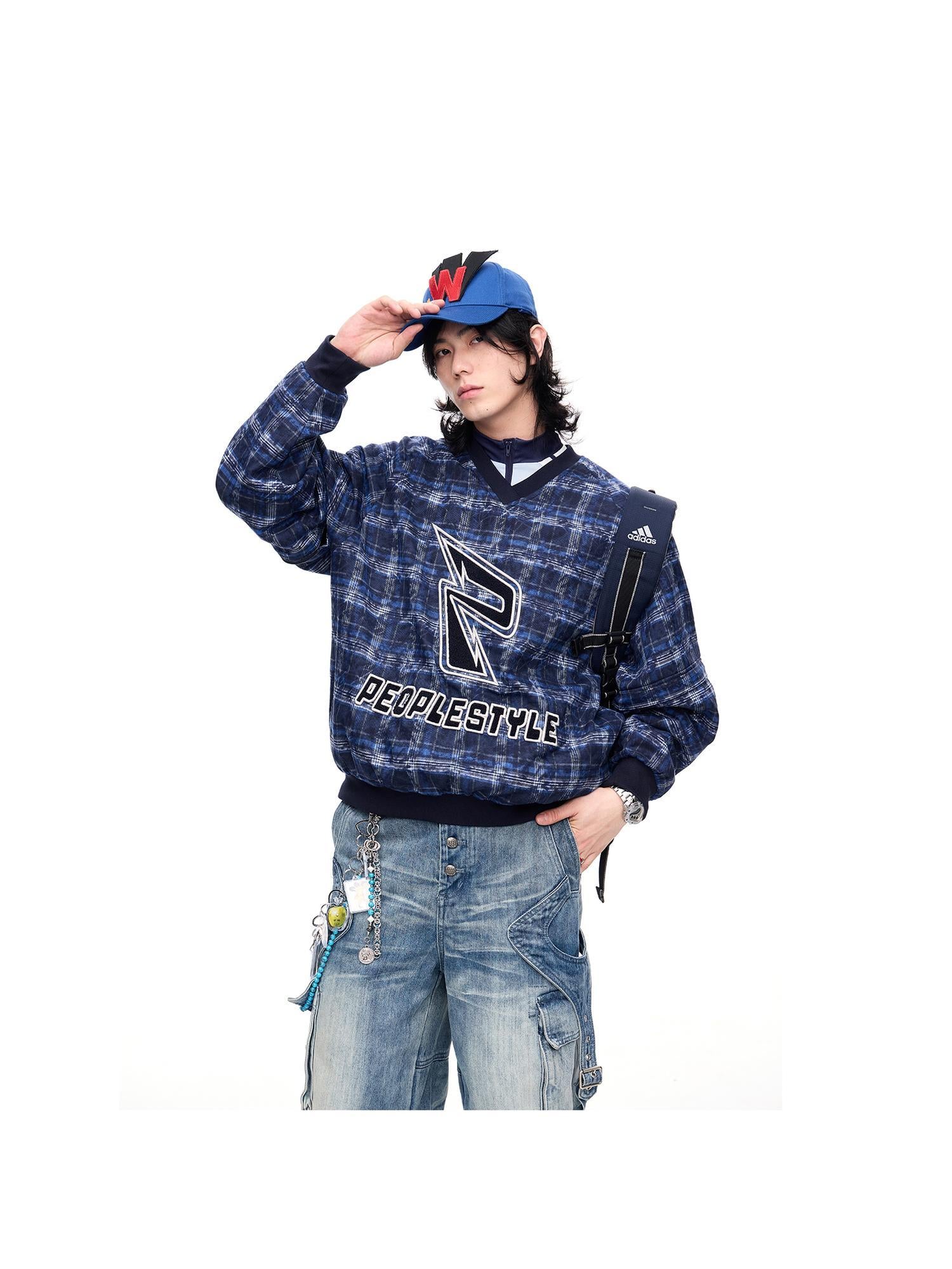 Peoplesense Plaid Polar Fleece Detachable Thermal Couple Oversized Sweatshirt