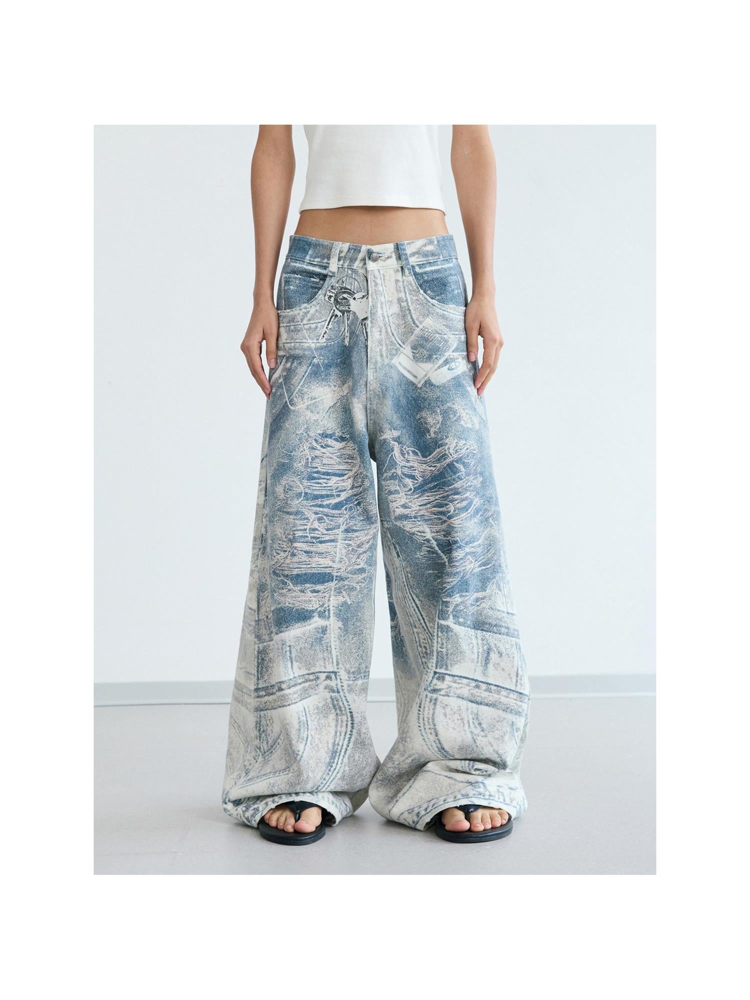Peoplesense Kangli Printed 3 D Vintage Wide Leg Cotton Pants