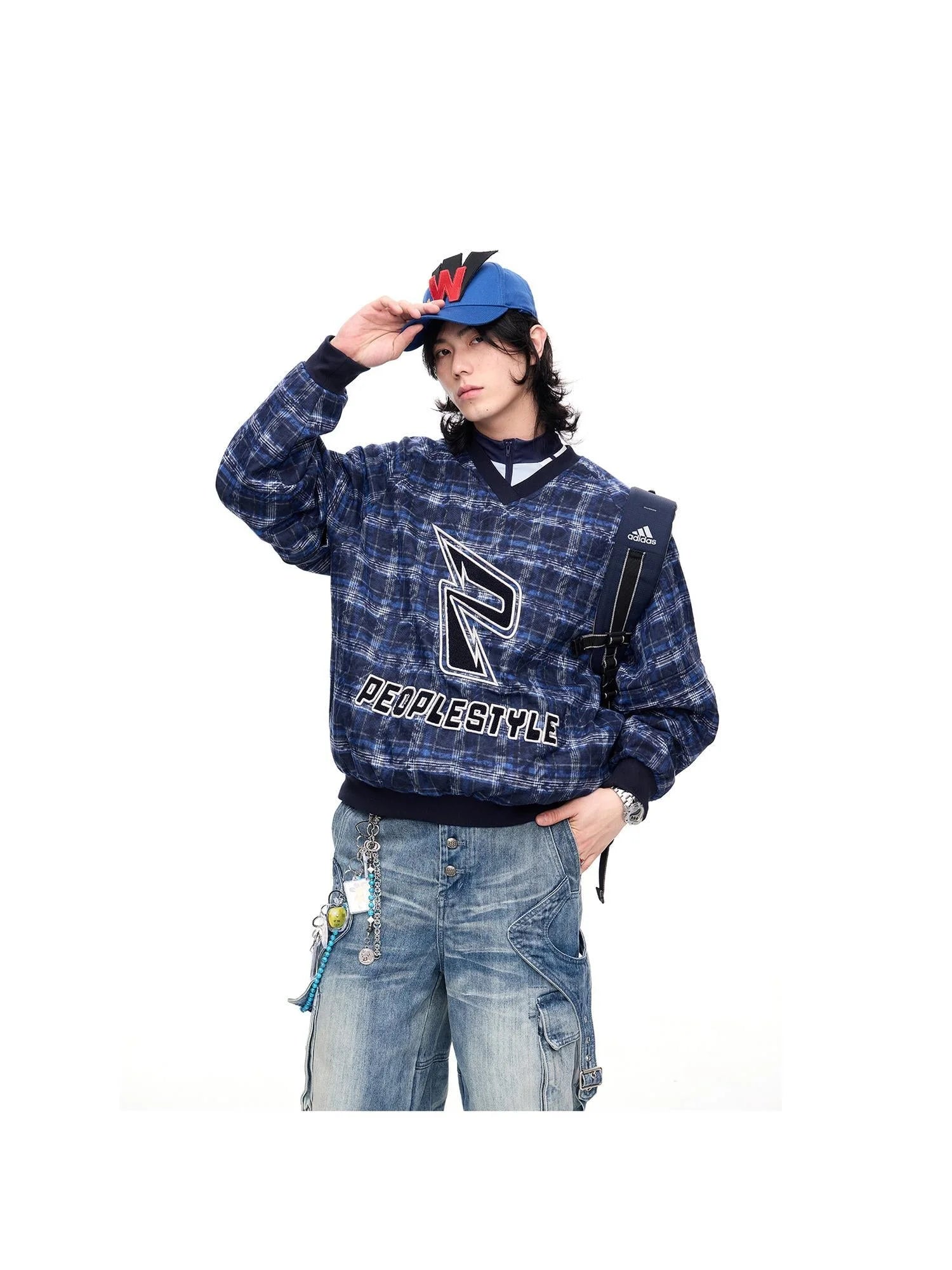 Plaid Polar Fleece Detachable Thermal Couple Oversized Sweatshirt