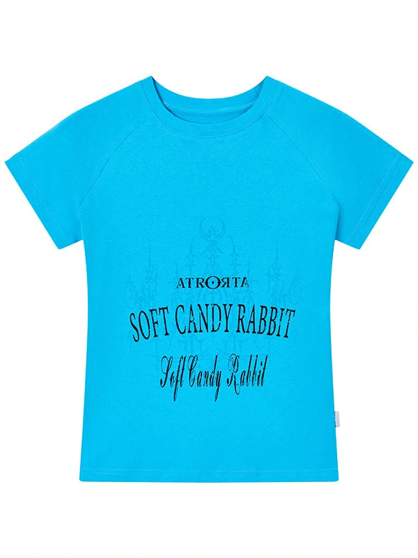 Vintage Print Slim Fit Raglan T-Shirt