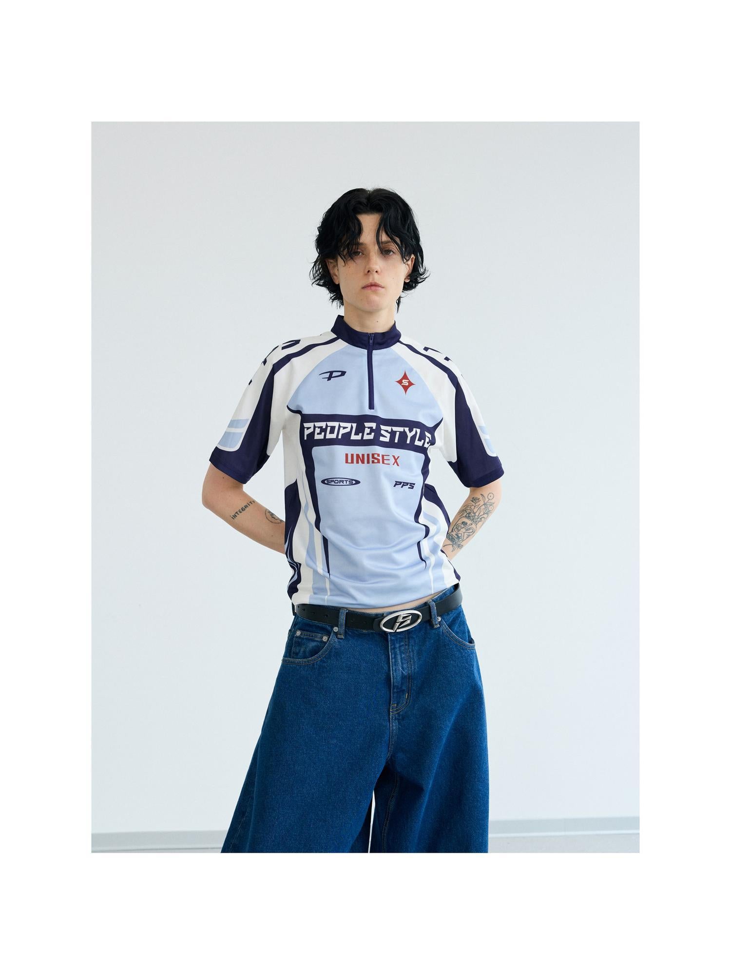 Peoplesense Cycling Inspired Contrast Color Quick Dry Tee