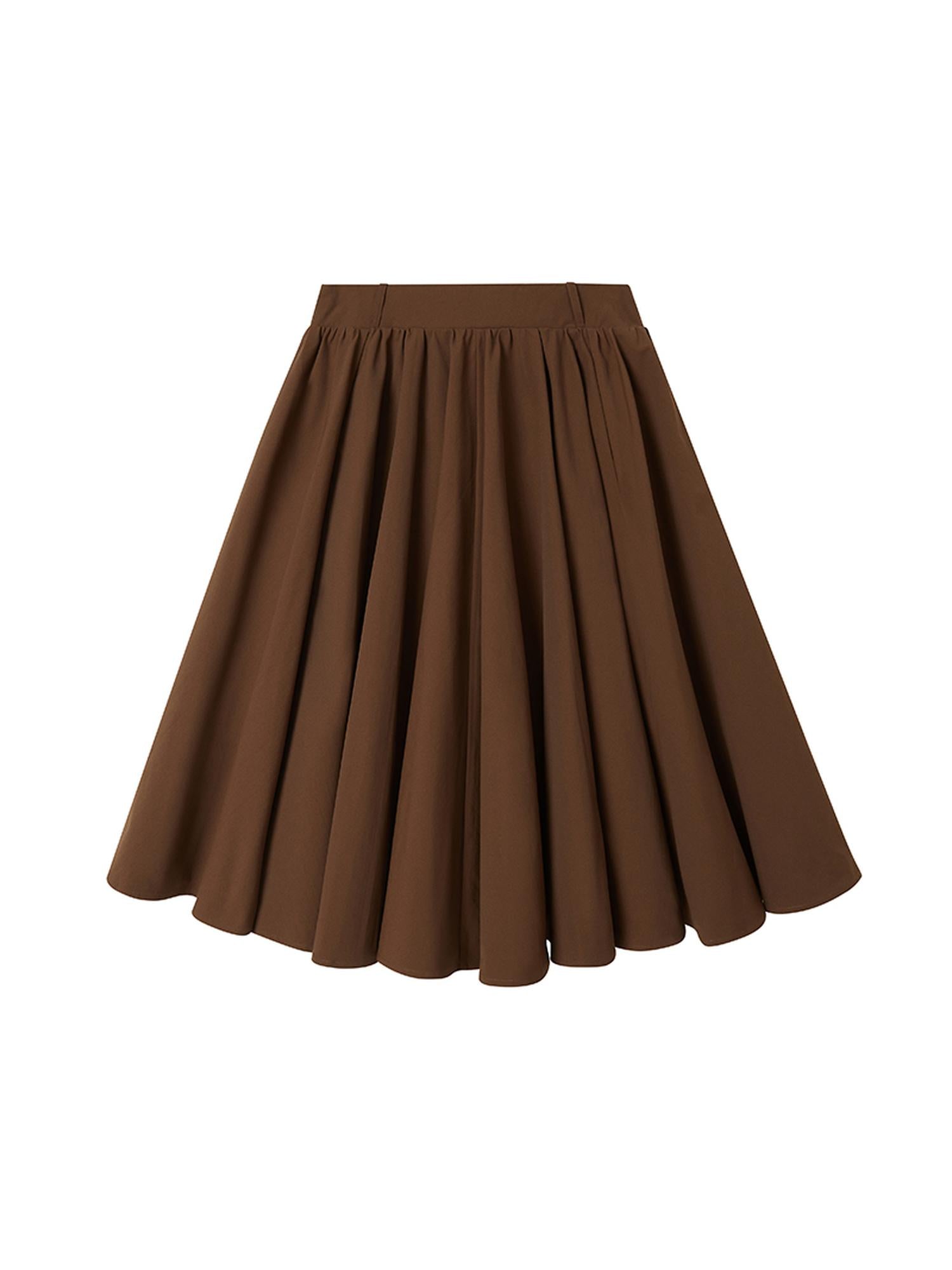 DIDDI MODA Pleated Midi Skirt With Flared Hem Romantic Versatile A Line