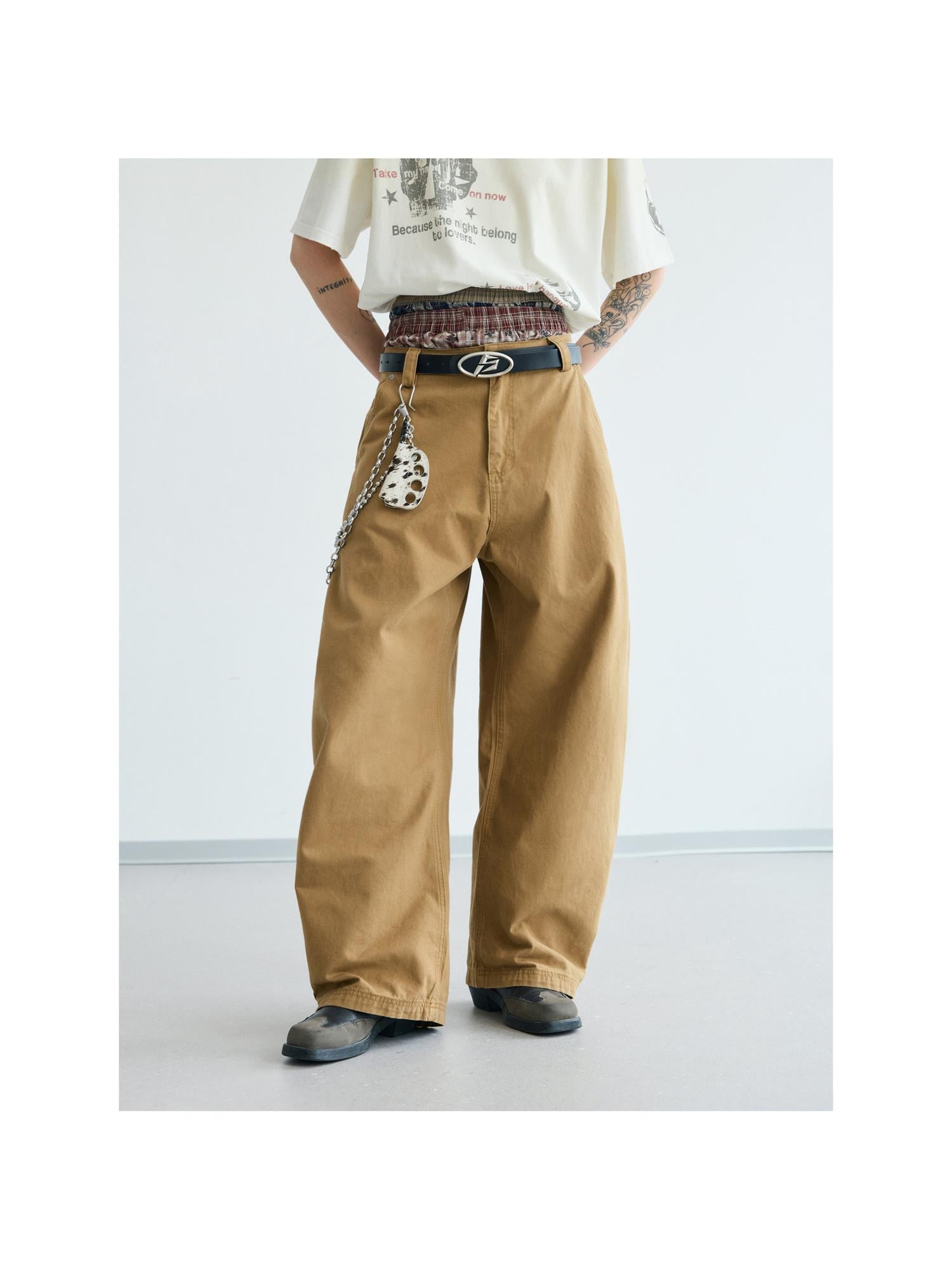 Peoplesense Retro Cotton Wide Leg Scimitar Pants Loose Fit