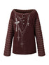 Vintage Loose Knit Embroidered Striped Turtleneck T-Shirt Sweaters