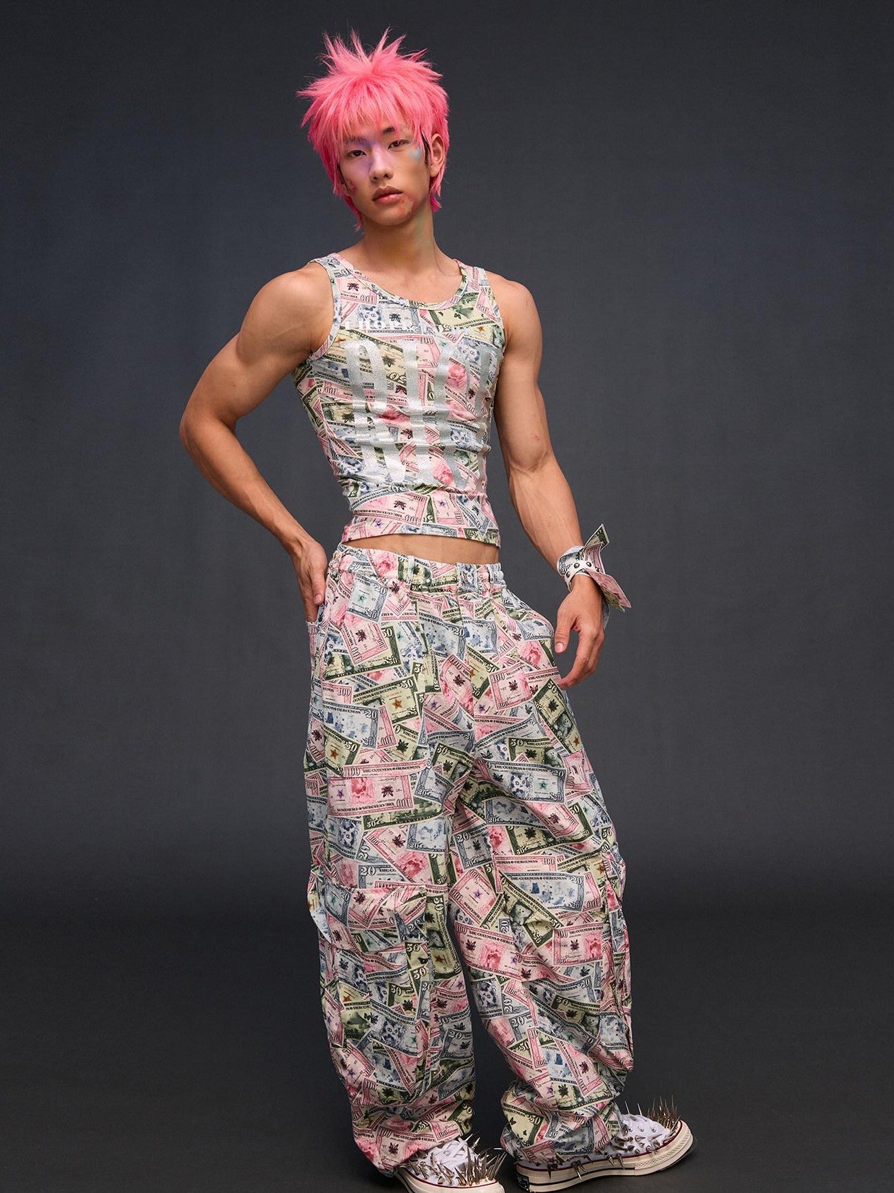 CFIERCE Money Print Cargo Multi Pocket Women&