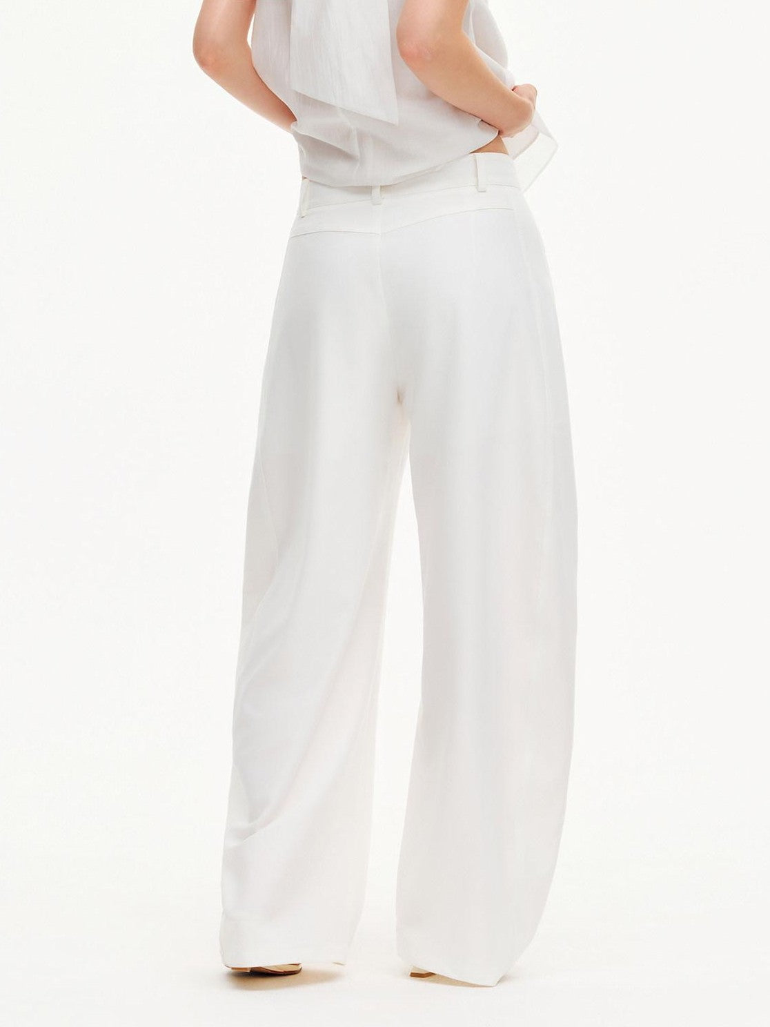 OuttheBlue White Printed Curved Leg Women&