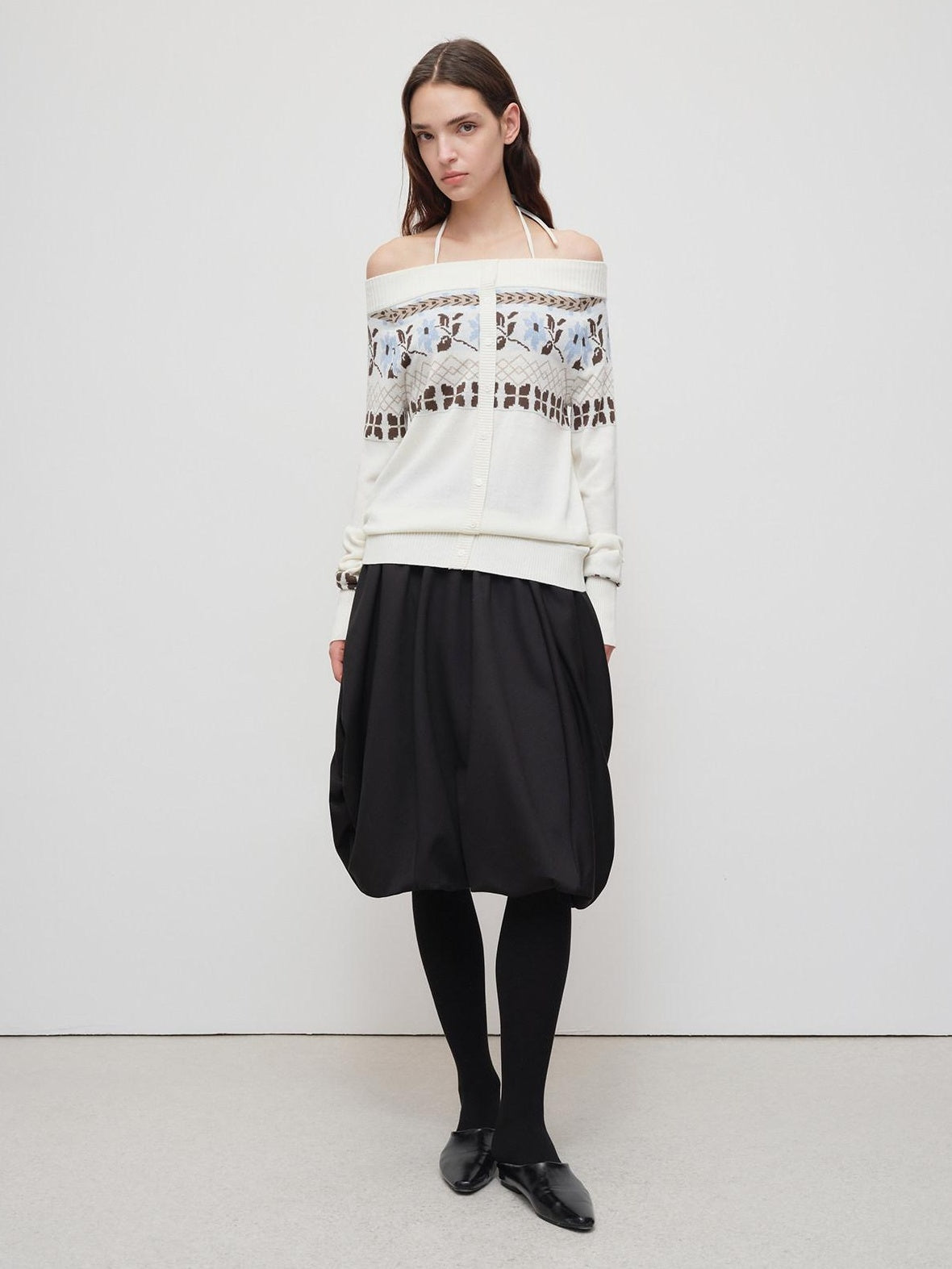 RUN TO THE FUTURE Soft Wool Blend Vintage Loose Pleated Women Knit Pullover Beige Black Sweaters