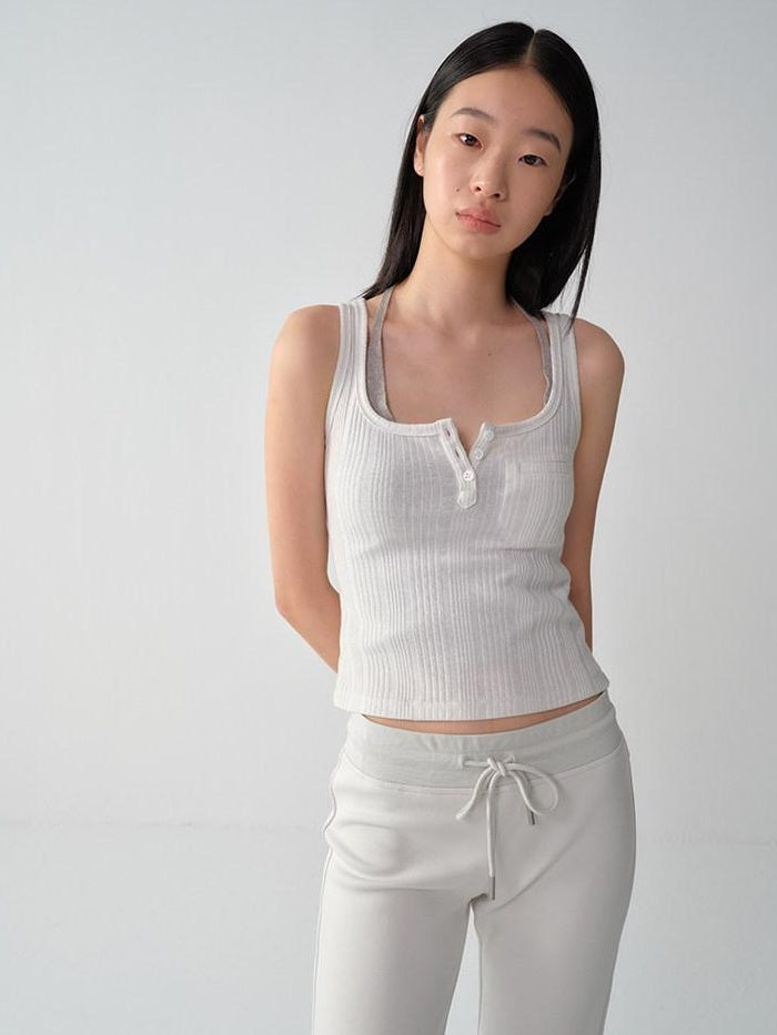 RUN TO THE FUTURE Original Design Shimmer Sequin Button Slim Fit Women Viscose Blend Tank Tops