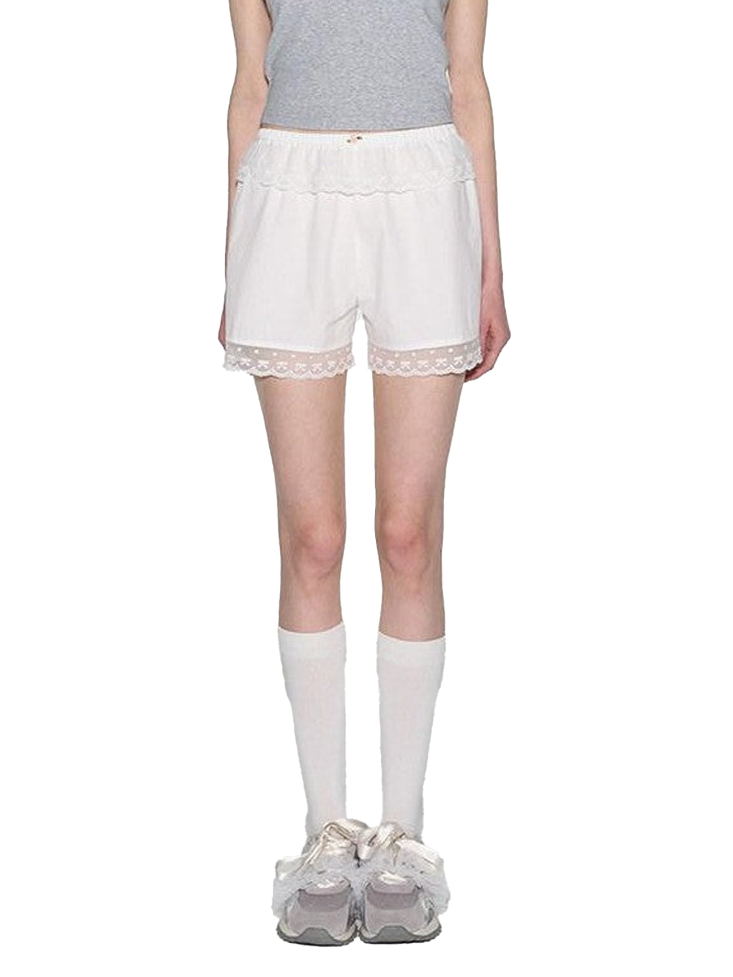 NAPSNAPS White Lace Trim Anti See Through Safety Women&