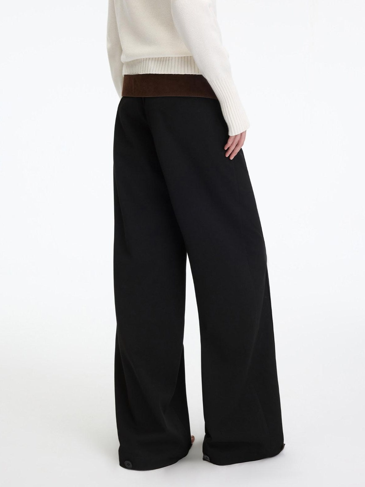 RUN TO THE FUTURE Minimalist Low Rise Wide Leg Long Vintage Black Straight Fit Straight Pants