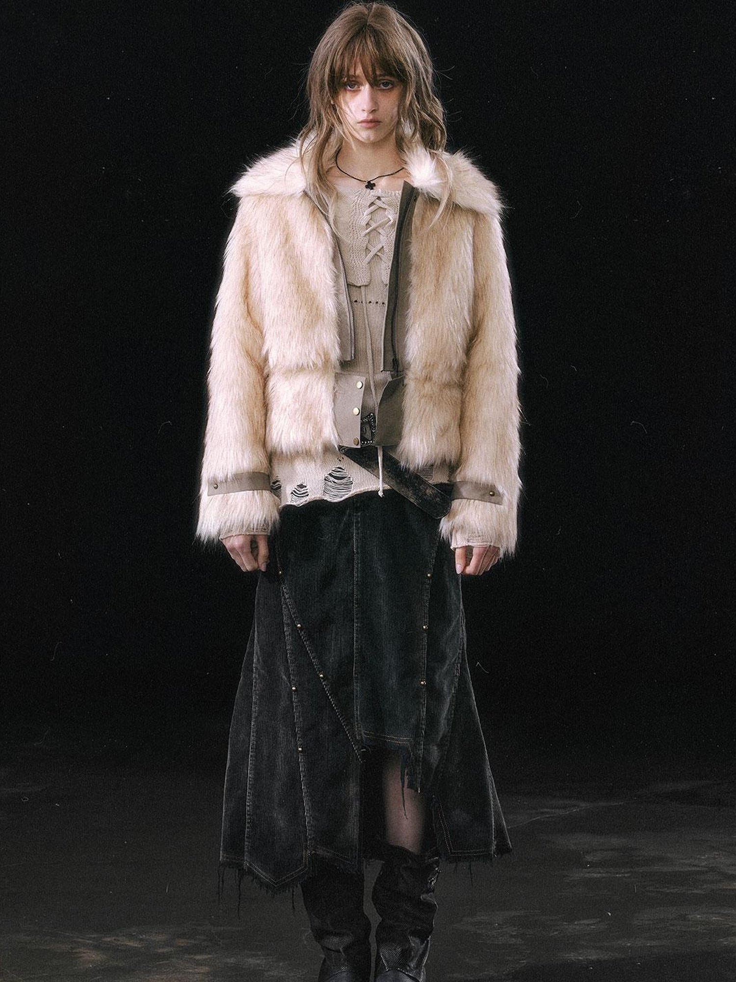 Update c Asymmetrical Patchwork Slit Mermaid Skirt