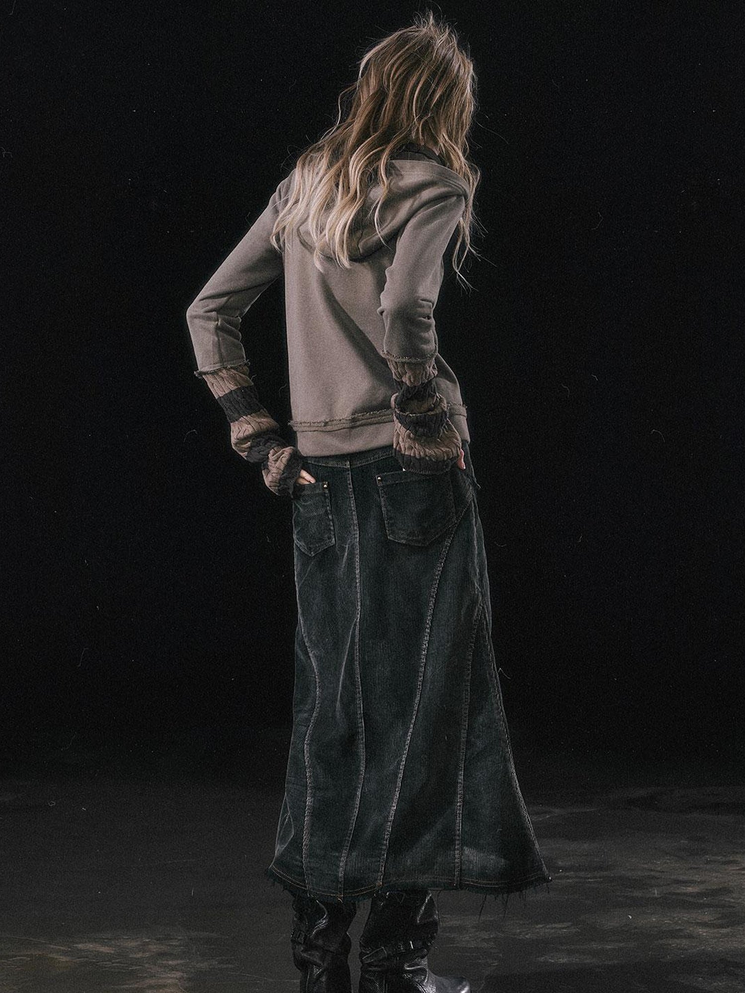 Update c Asymmetrical Patchwork Slit Mermaid Skirt