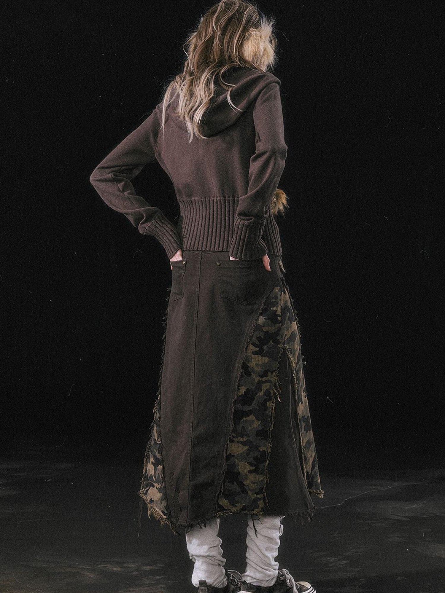Update c Asymmetrical Patchwork Slit Mermaid Skirt